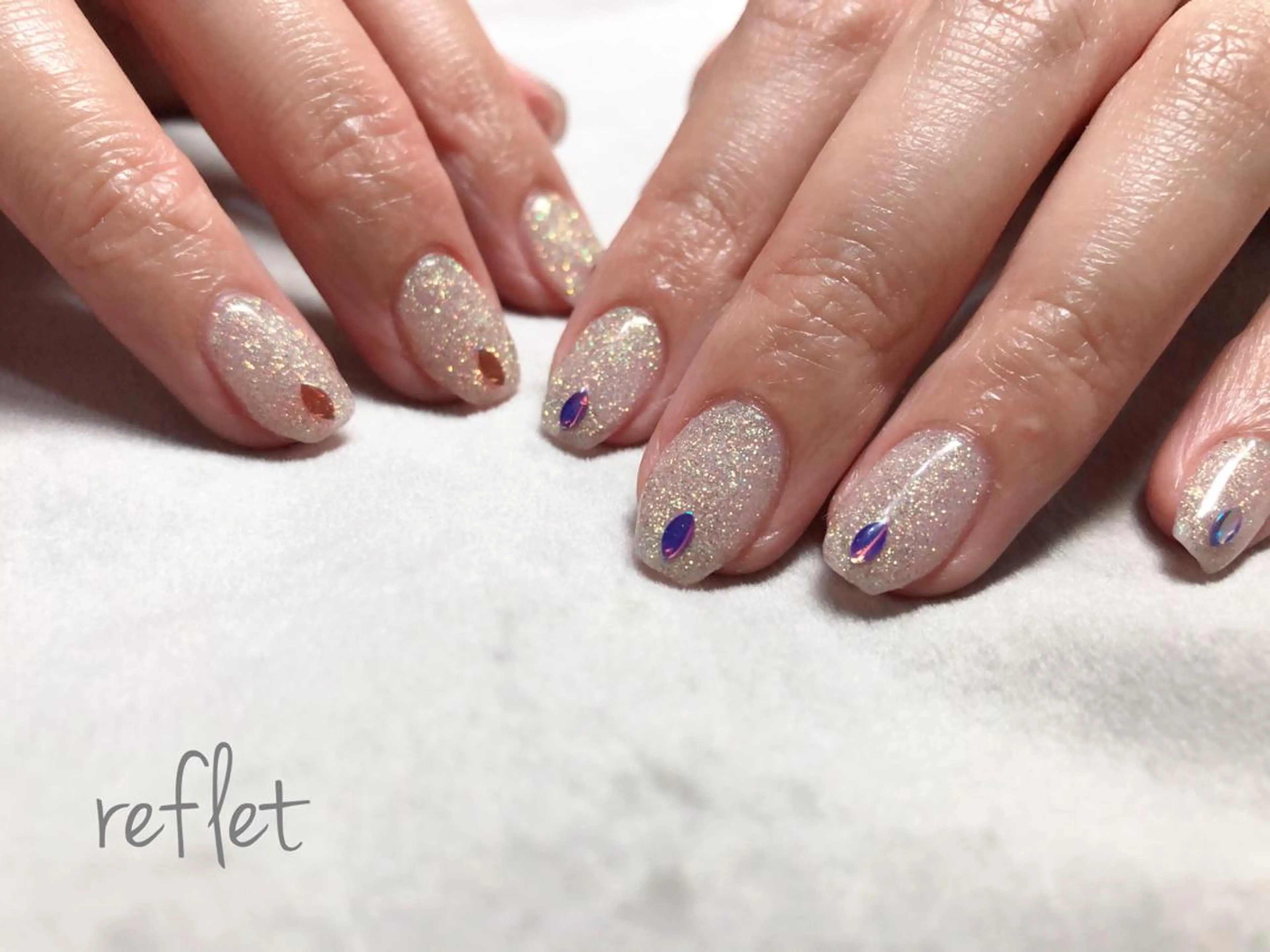 ネイル キラキラネイル ラメ(グリッター) シンプルネイル reflet nailのネイルデザイン