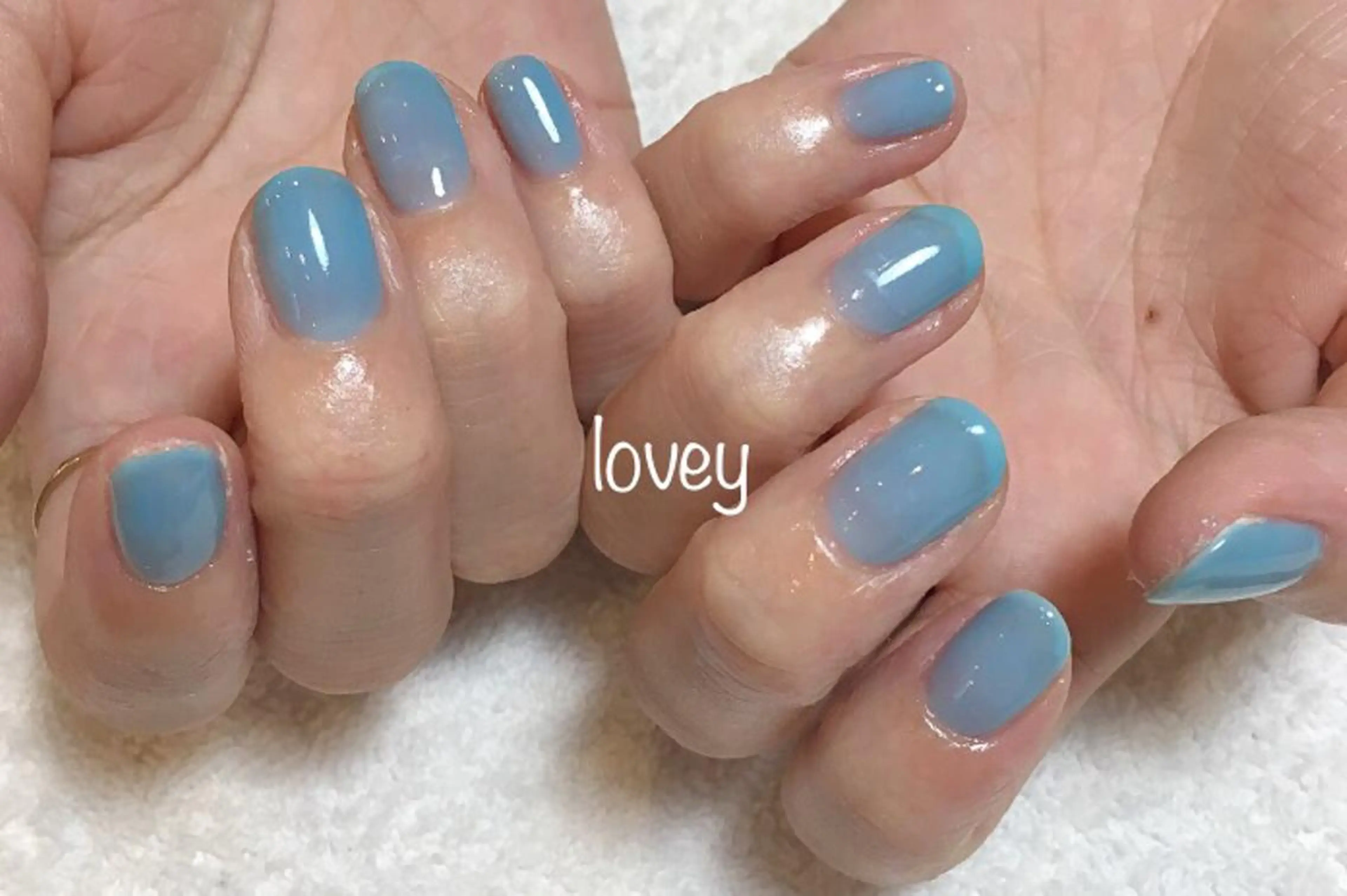ネイル ブルー クリアネイル プライベートサロン loveyのネイルデザイン