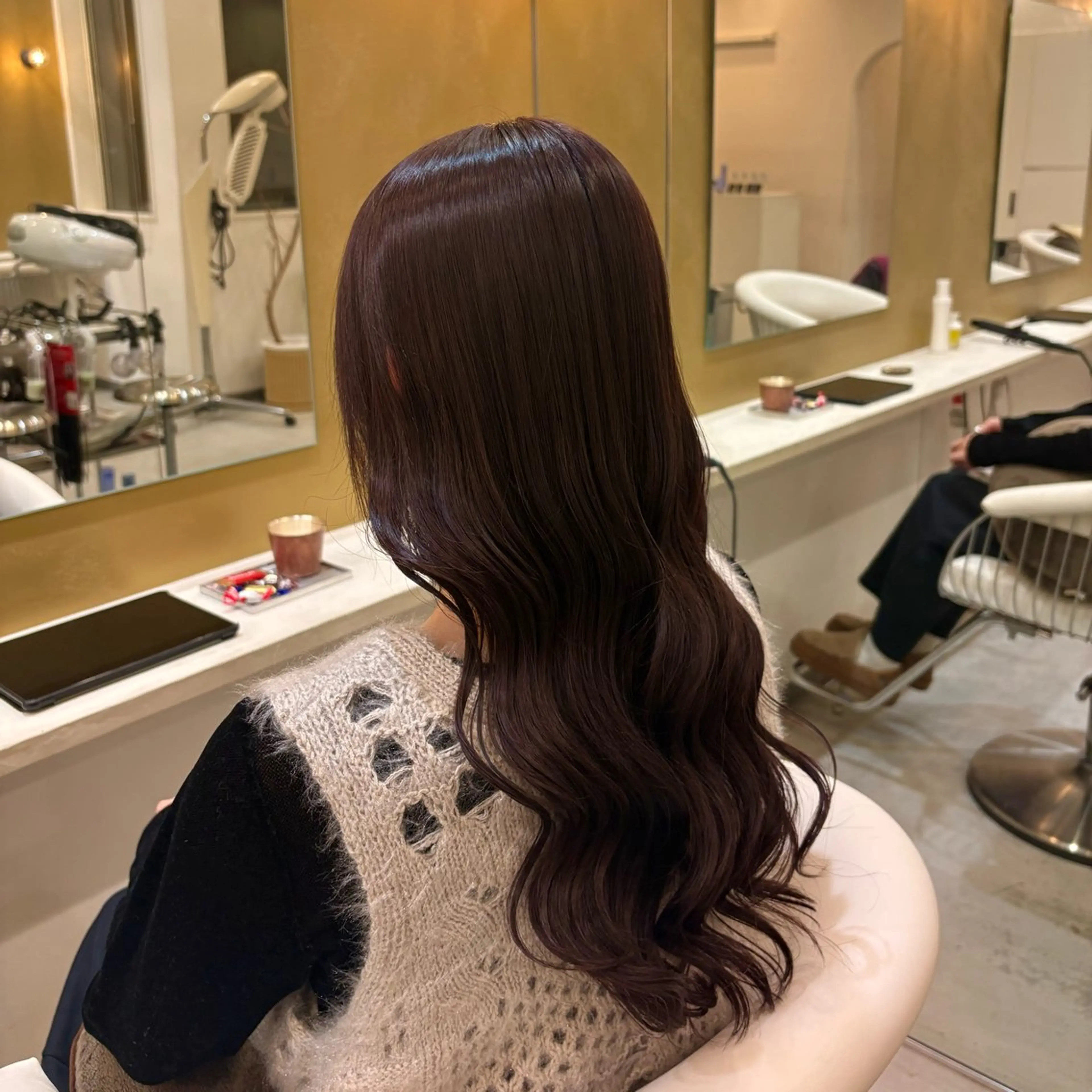 ロング カラー 透明感カラー バイオレットカラー 加賀谷 乙葉のヘアスタイル