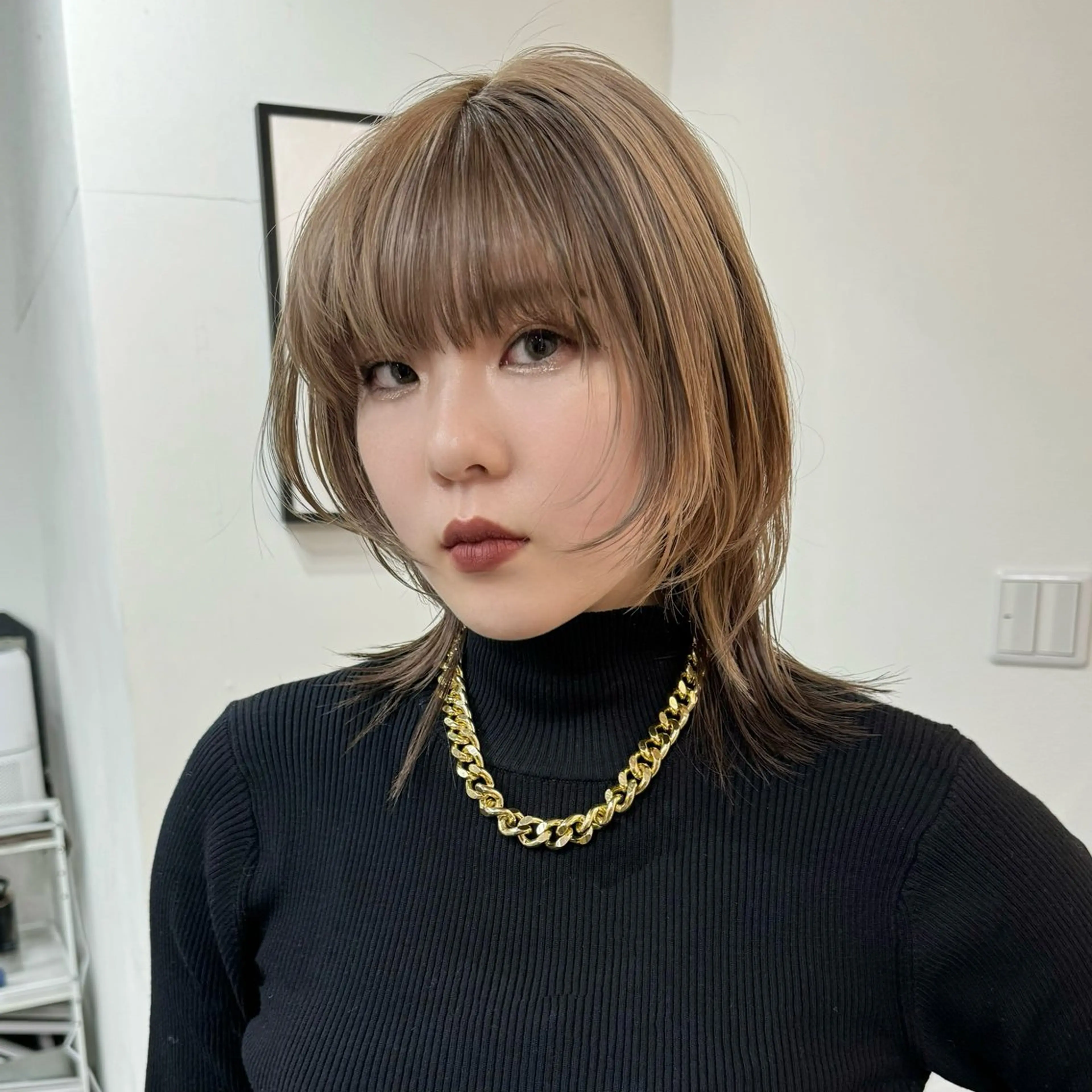 ミディアム カラー 透明感ワンカラー梅田 ダブルカラー/川上のヘアスタイル