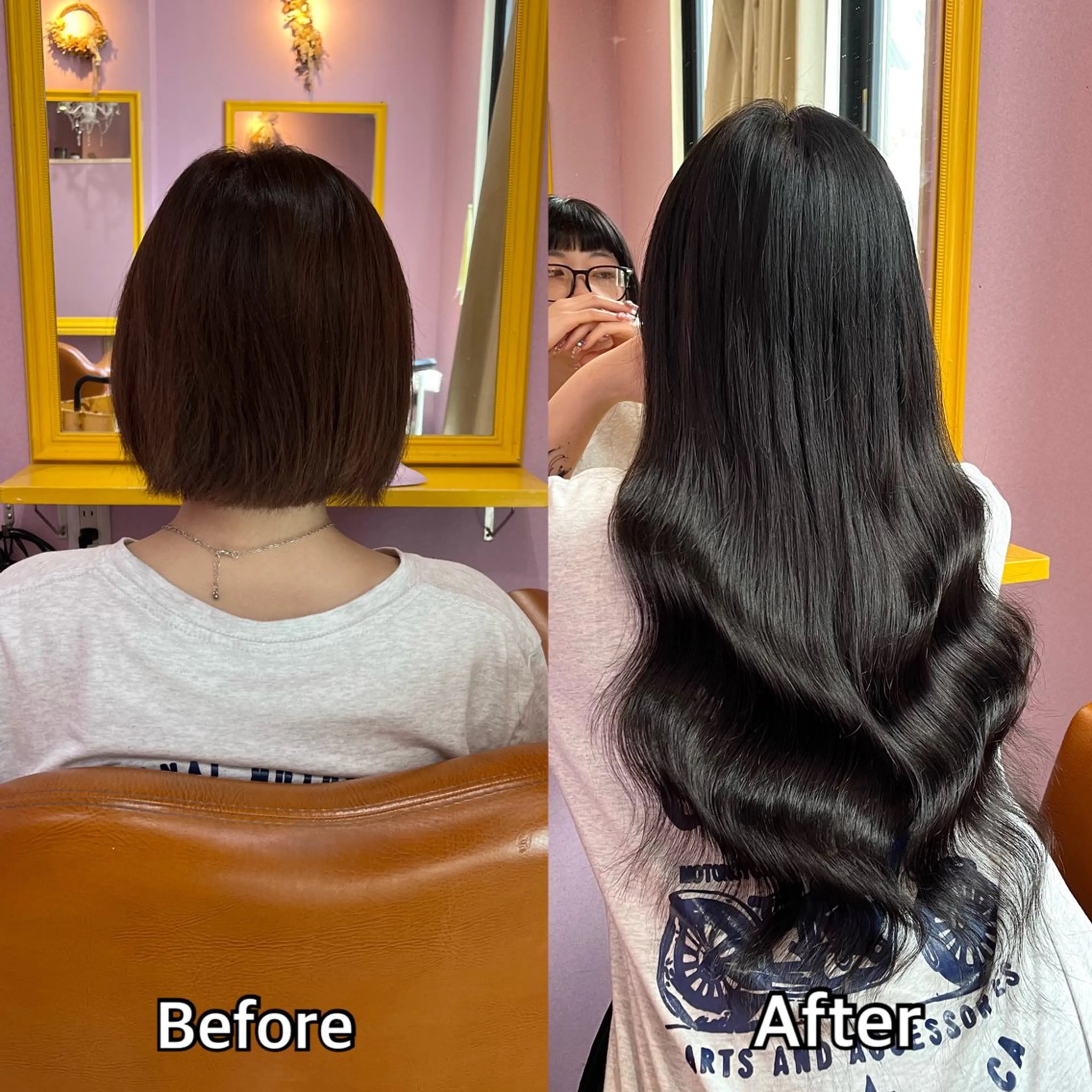 ロング シール＋ちび編み込み エクステ梅田🐨のヘアスタイル