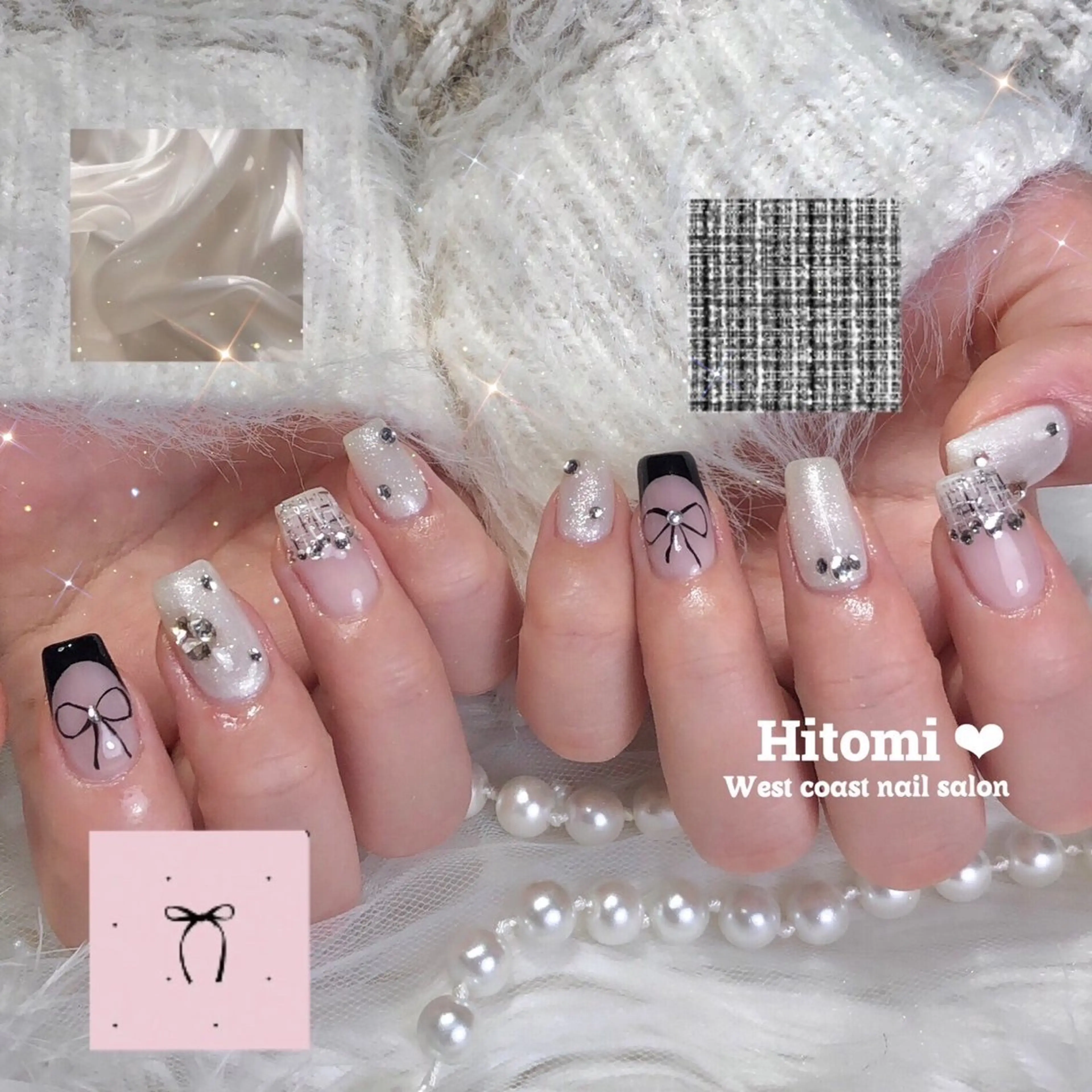 ネイル フレンチネイル ガーリー 韓国ネイル ツイードネイル ホワイト ハンドネイル Hi_nails \ パラジェル取扱店のその他イメージ