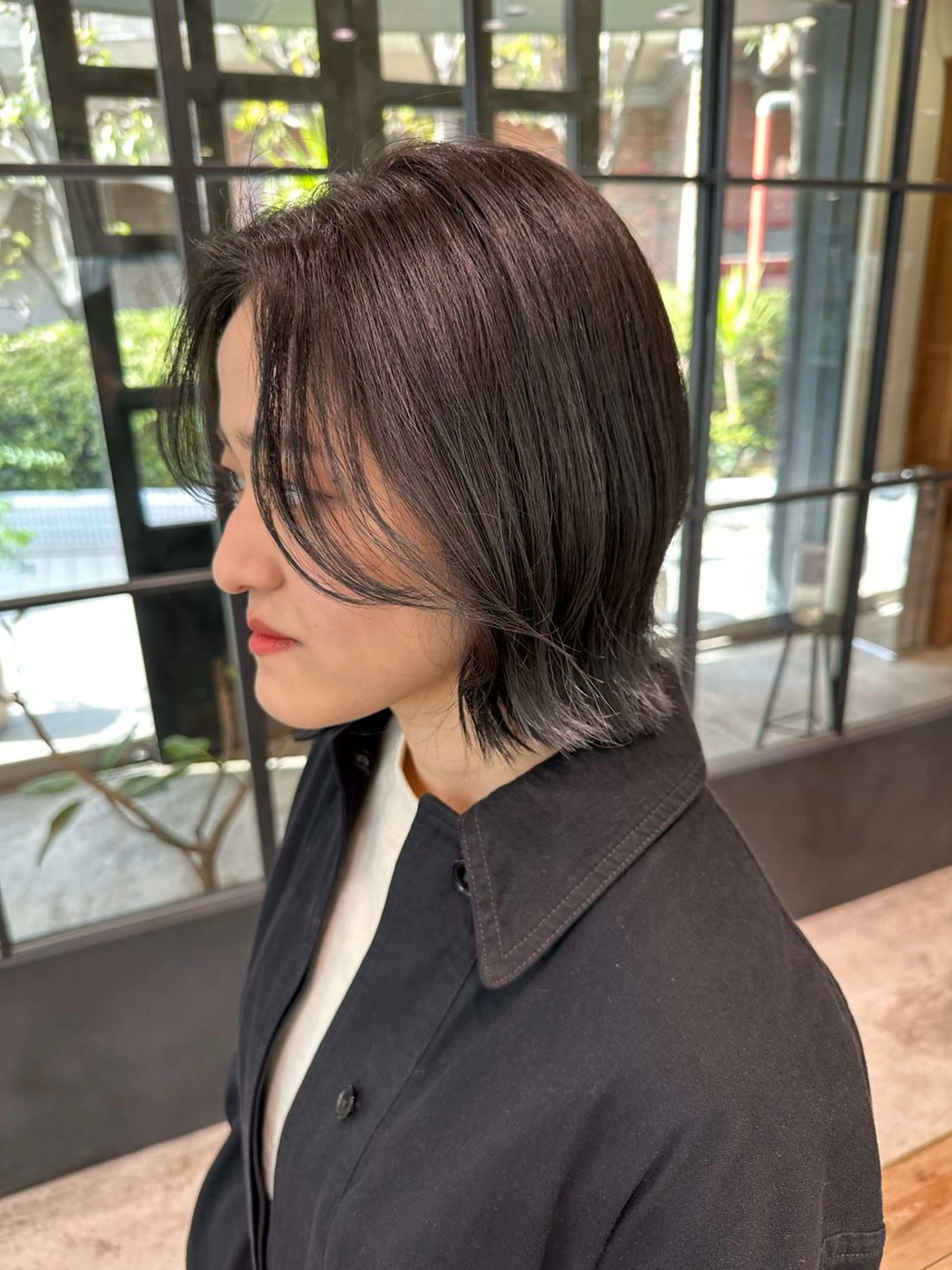 ミディアム カット ヘアカラー トリートメント 平野恵/透明感カラー ブリーチ/ボブのヘアスタイル