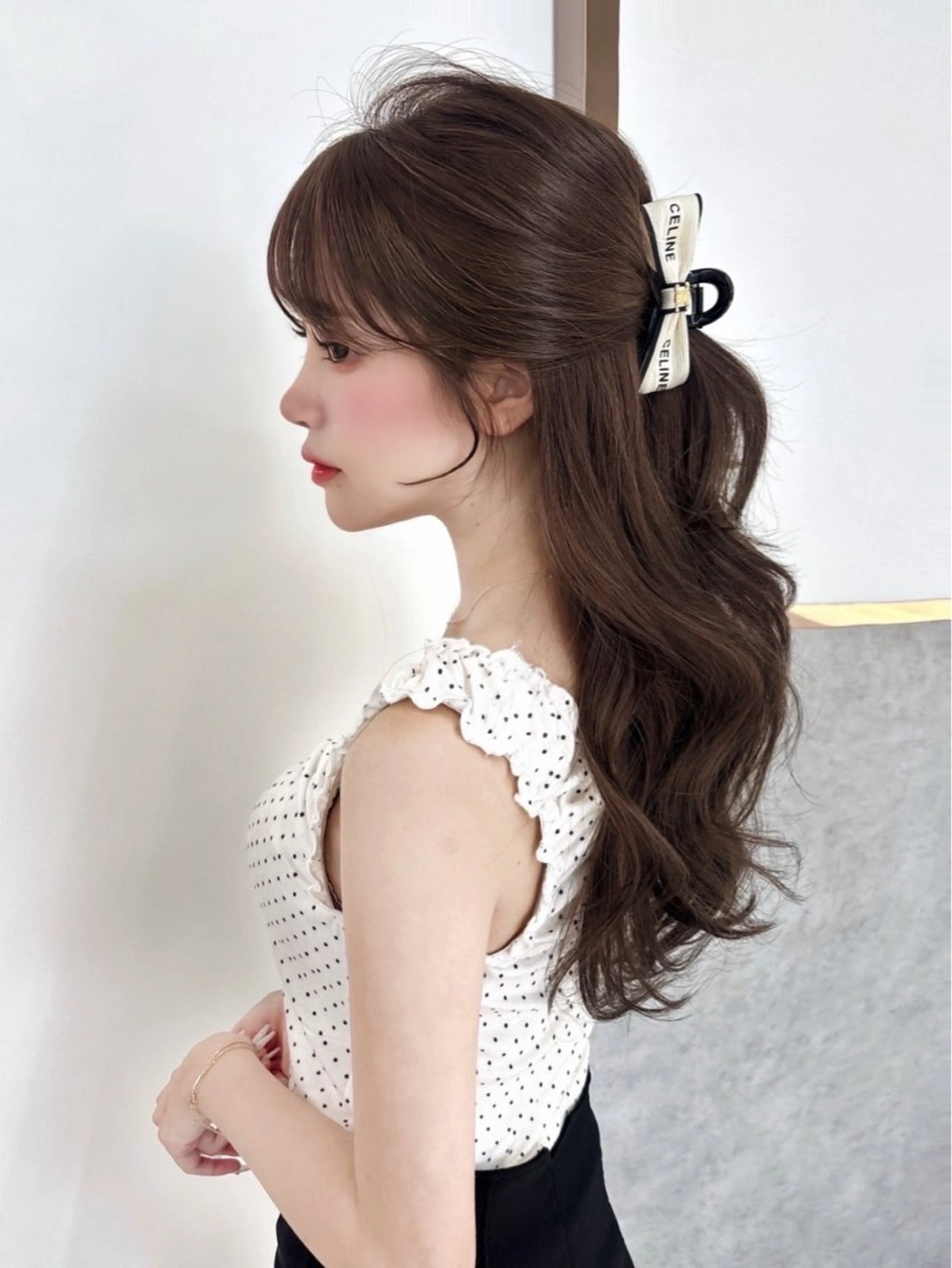 ミディアム ヘアカラー rina／ベージュ ワンホン/韓国ヘアのヘアスタイル