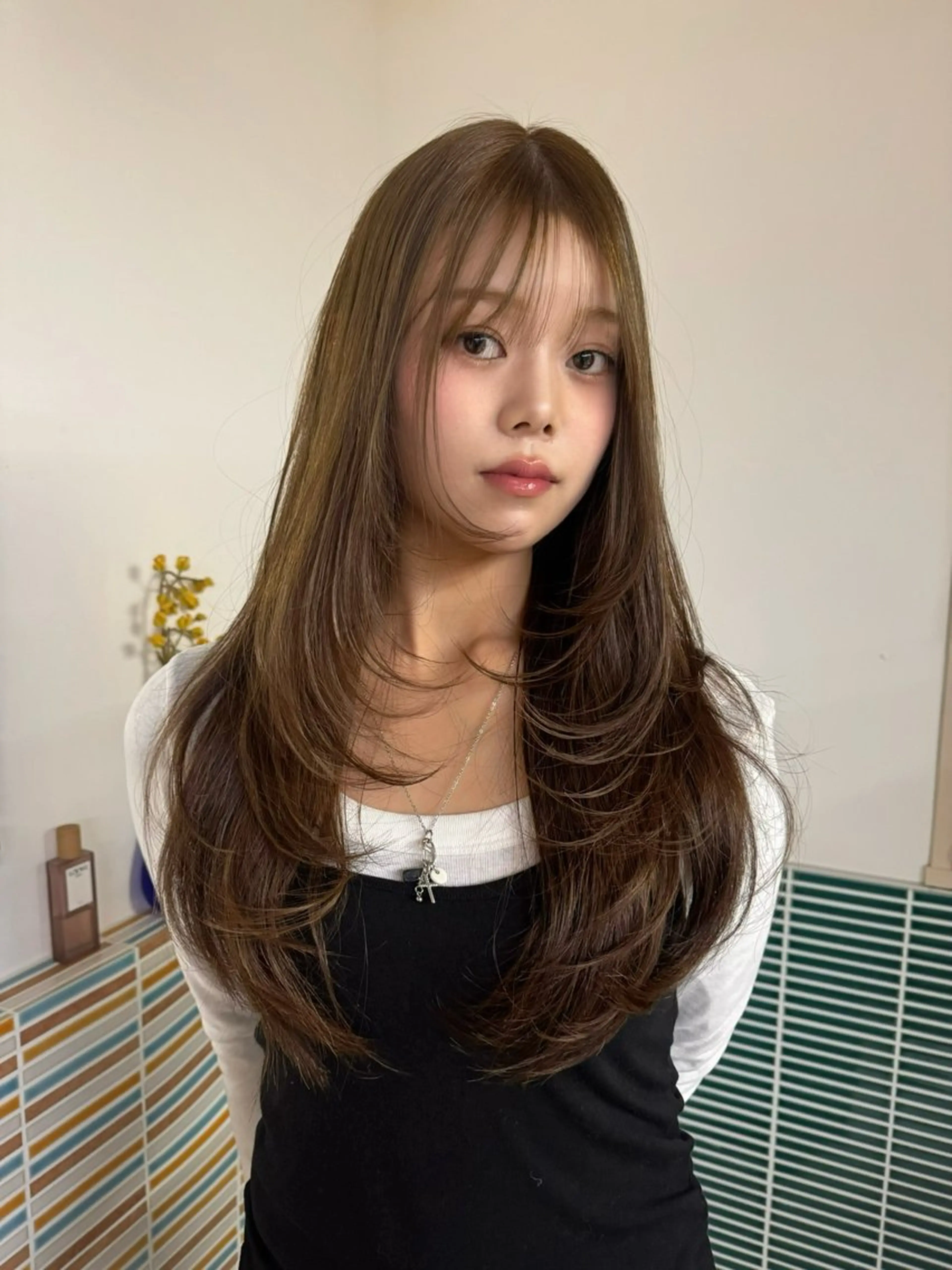 ロング ヘアカラー 縮毛矯正/ブリーチ なしWカラー/みゆのヘアスタイル