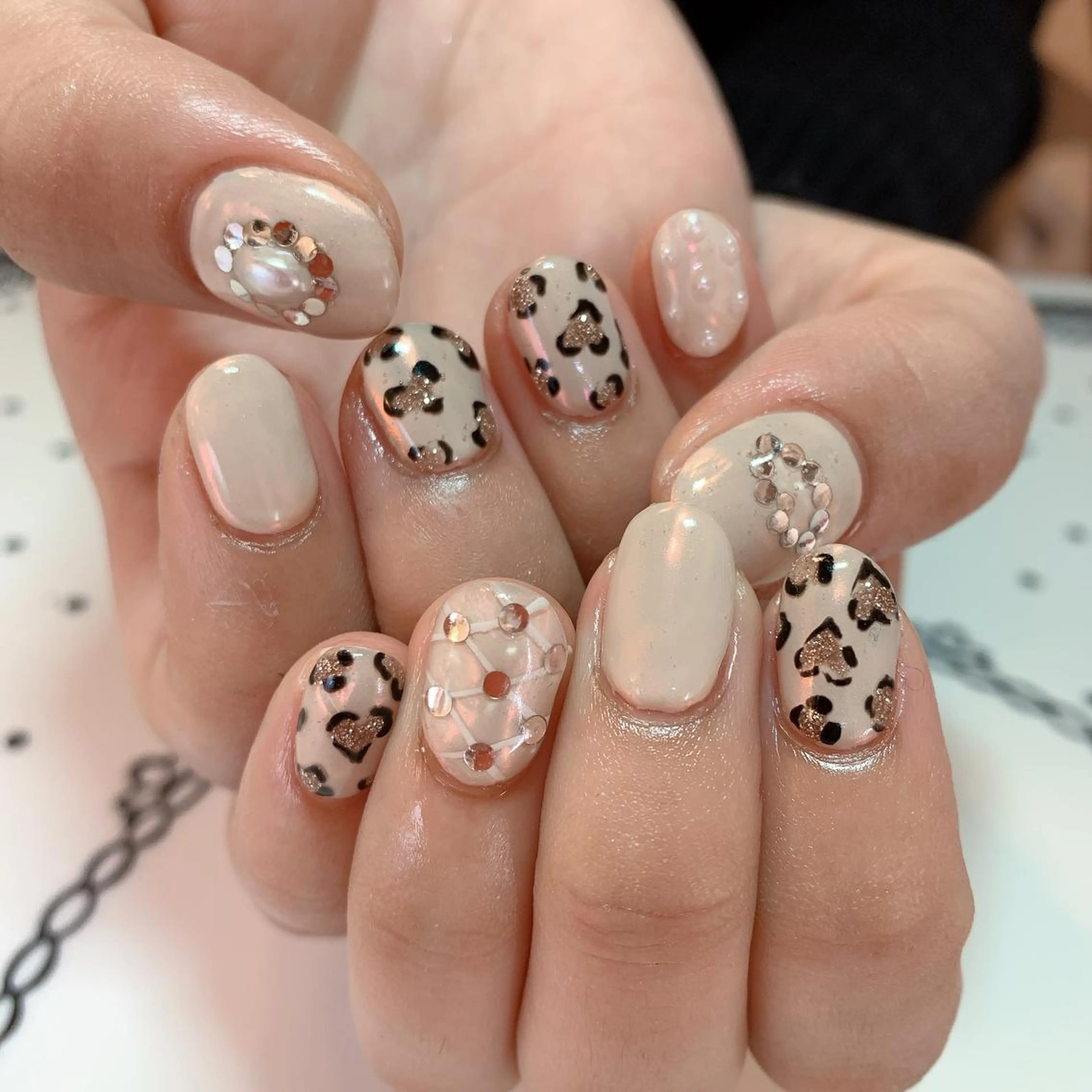ネイル アニマル柄 クリアネイル ミラーネイル ハンドネイル 田澤 真理子のネイルデザイン