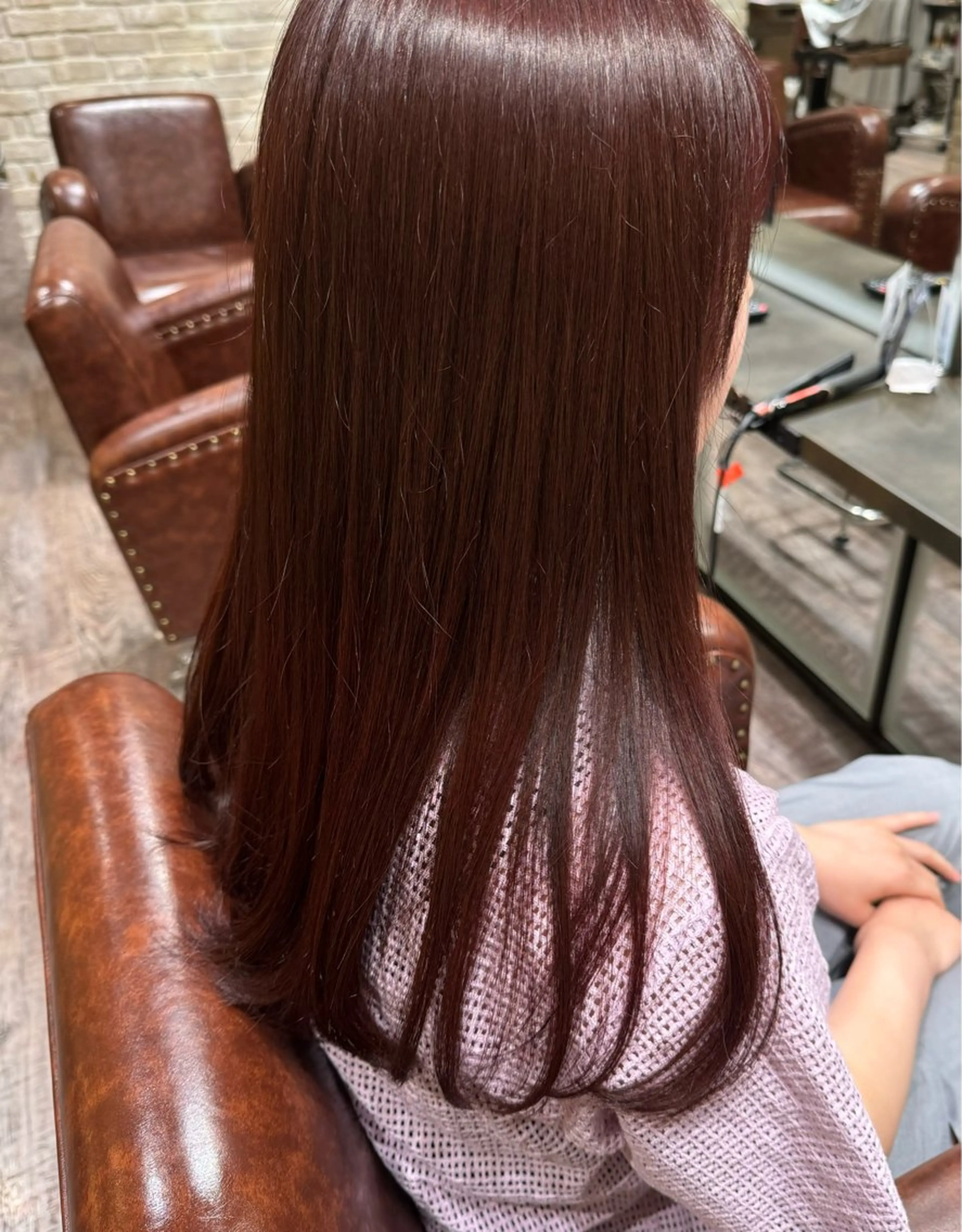 ロング カラー ブラウンカラー ピンクカラー パープルカラー 野口 菜緒のヘアスタイル