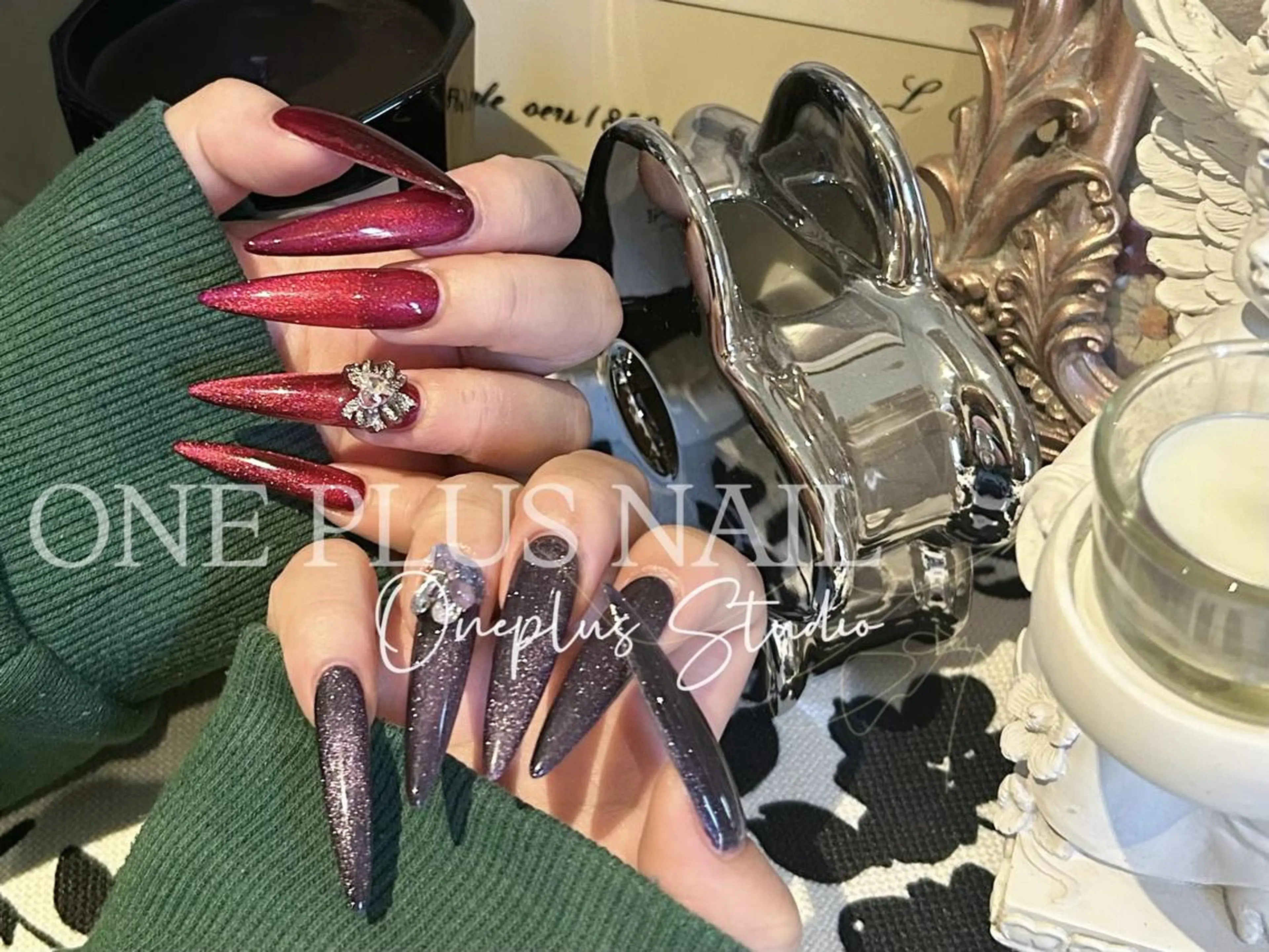 ネイル アートネイル ジェルネイル グラデーション ハート 韓国ネイル One Plus Nail Salonのネイルデザイン