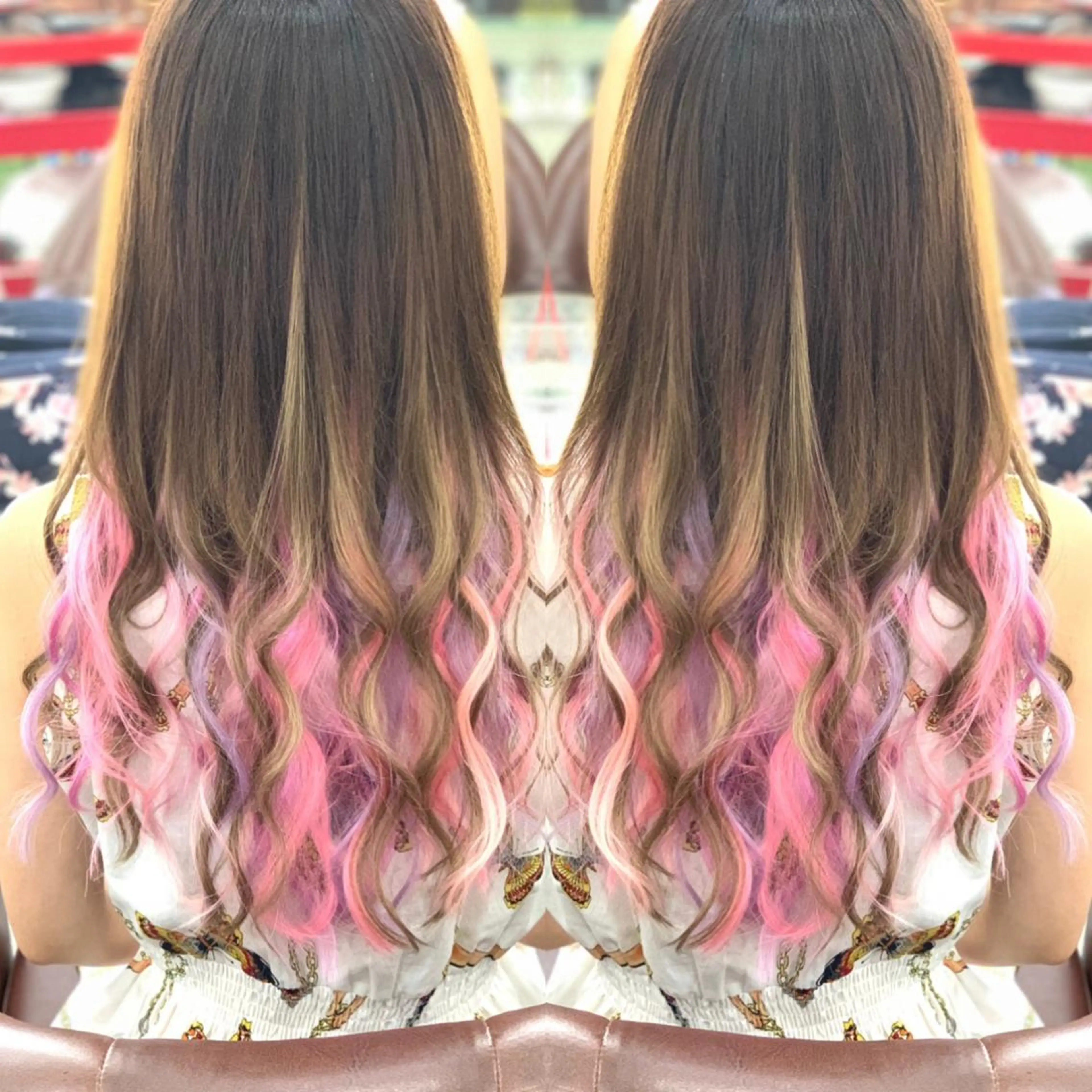 ロング カラー シールエクステ エクステ れん/ハイトーン /エクステ/韓国風のヘアスタイル