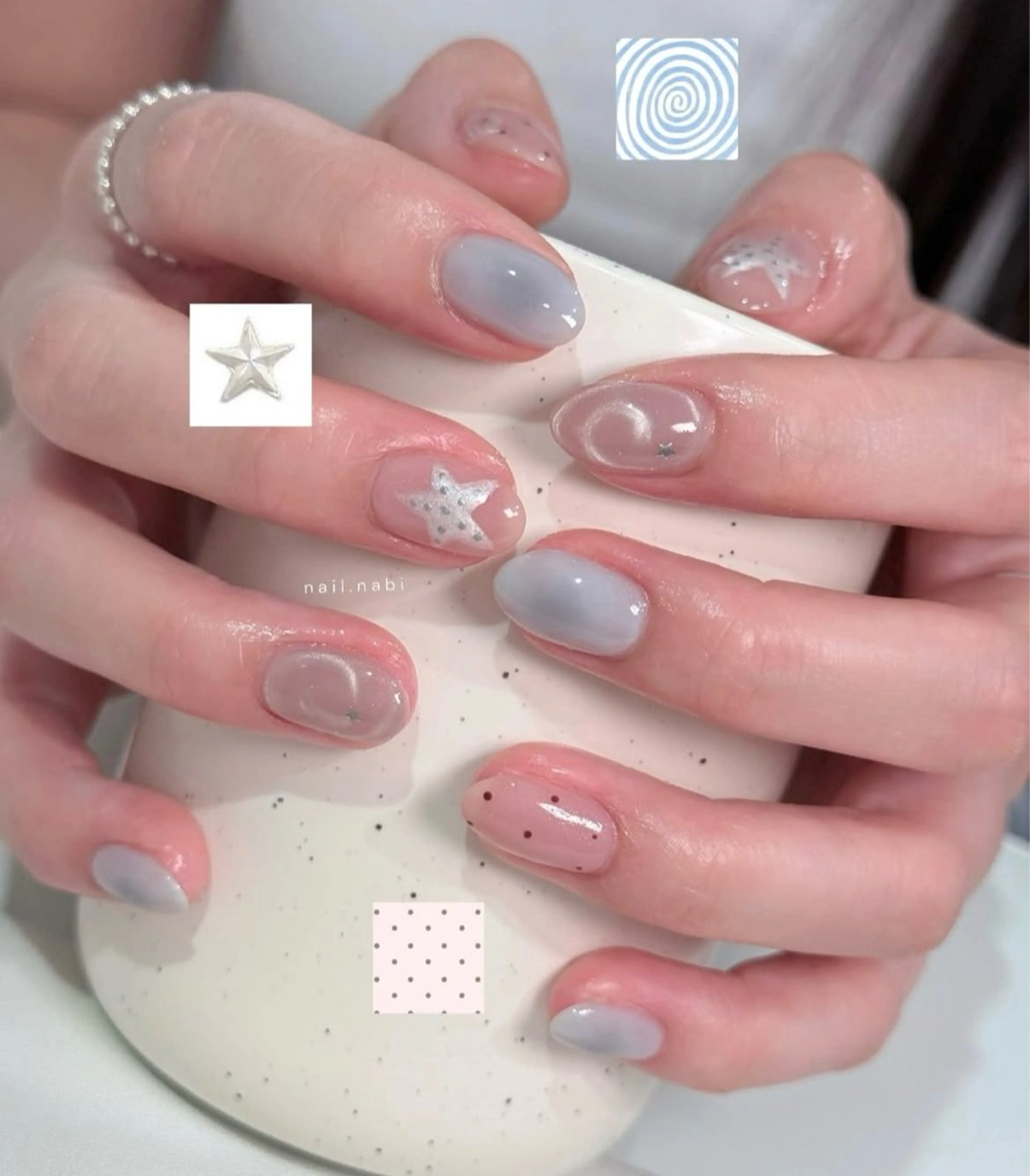 ネイル アートネイル オーロラネイル クリアネイル 長さ出し フレンチネイル K Kのネイルデザイン