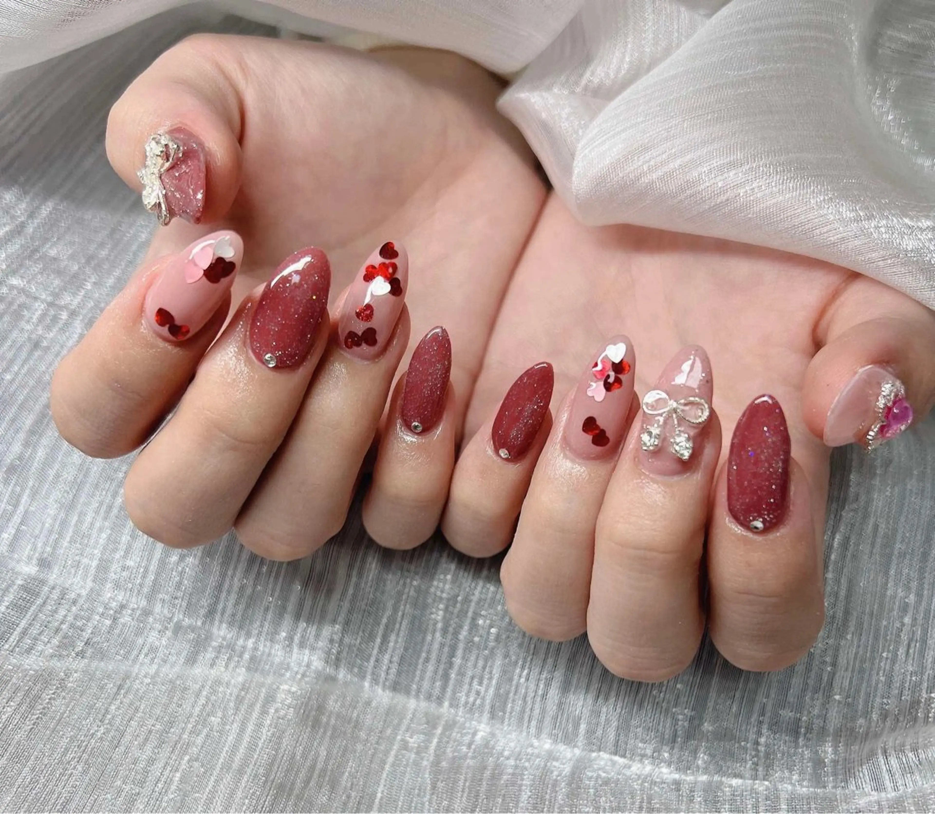 ネイル 長さ出し グラデーション キラキラネイル マグネットネイル ミラーネイル Lee Nails チップ長さだし専門店のネイルデザイン
