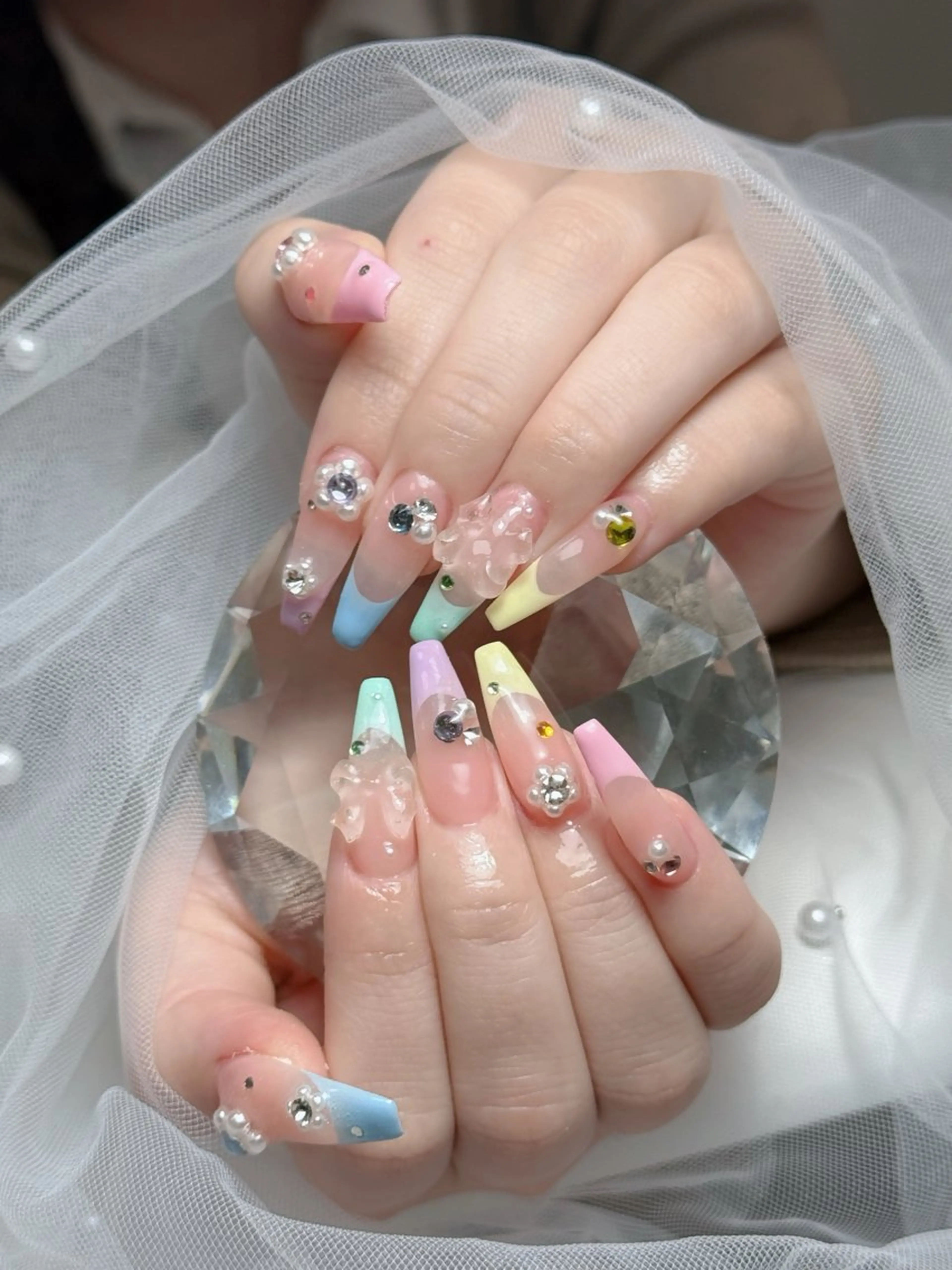 ネイル ロングネイル マグネットネイル リボン 夏ネイル スーパーロングネイル Hani Nail Salonのネイルデザイン