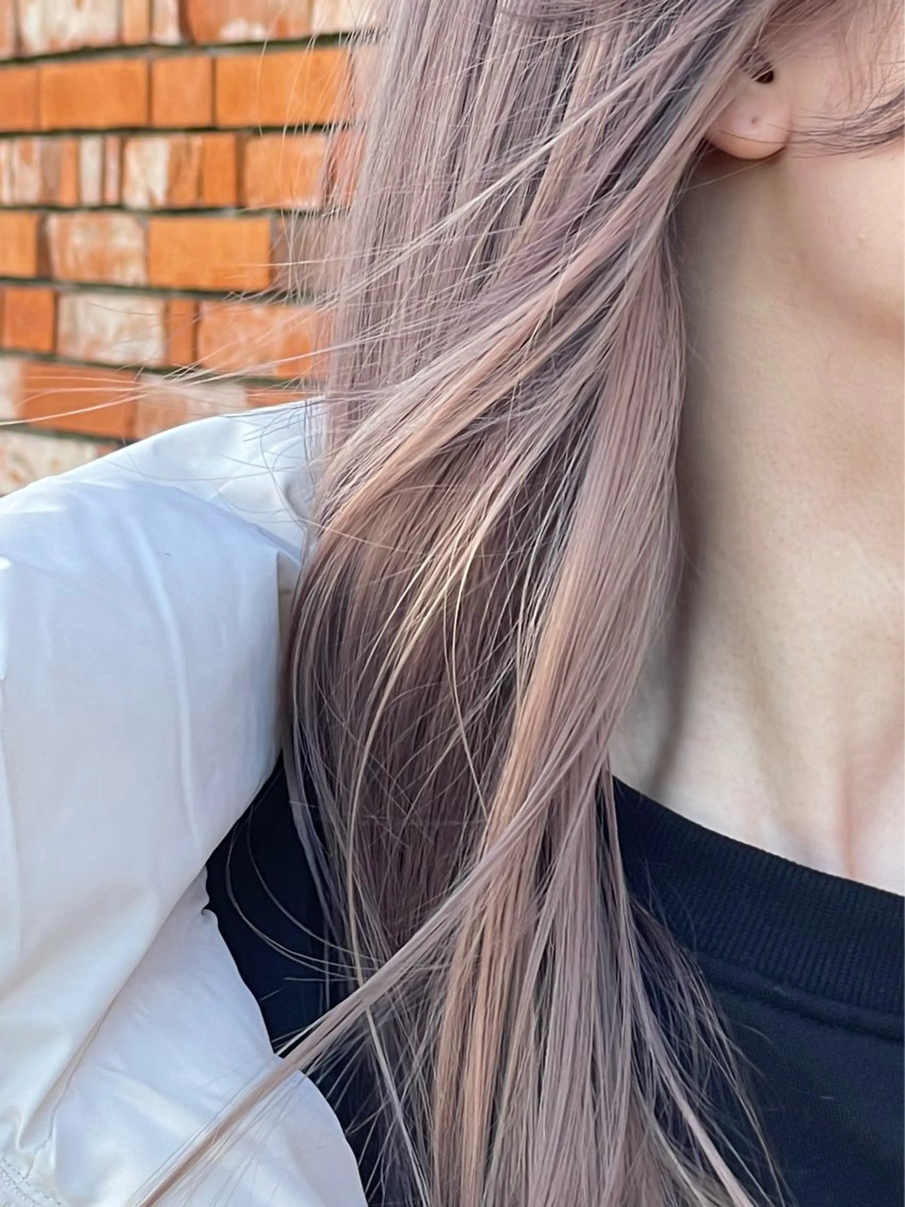 ロング カラー ミストバング ベージュカラー ブリーチ イヤリングカラー フェイスフレーミング ヘアカラー 髪質改善/縮毛矯正/ 艶カラーASAYAのヘアスタイル