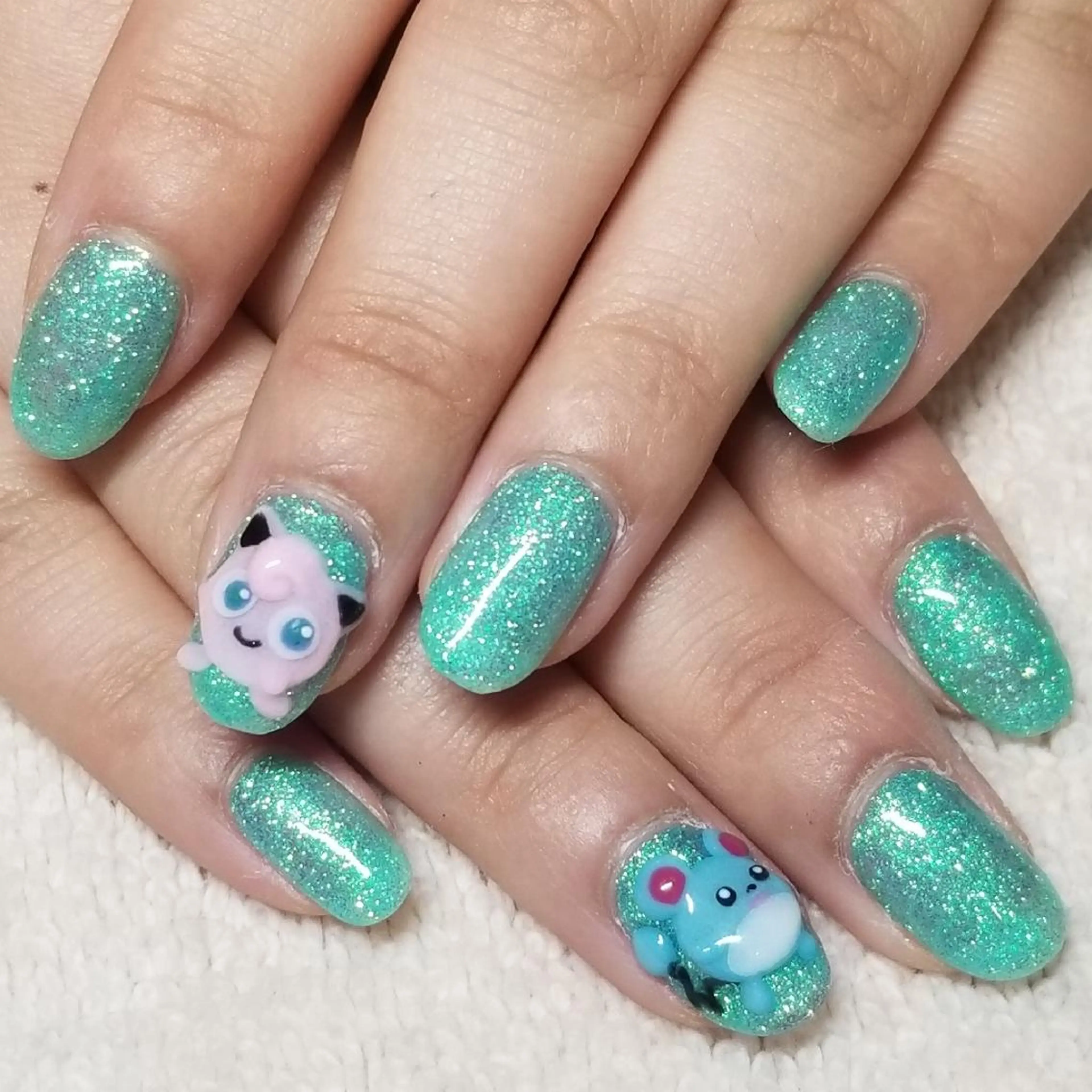 ネイル グリーン ラメ(グリッター) パステルネイル よしだ ひろきのネイルデザイン