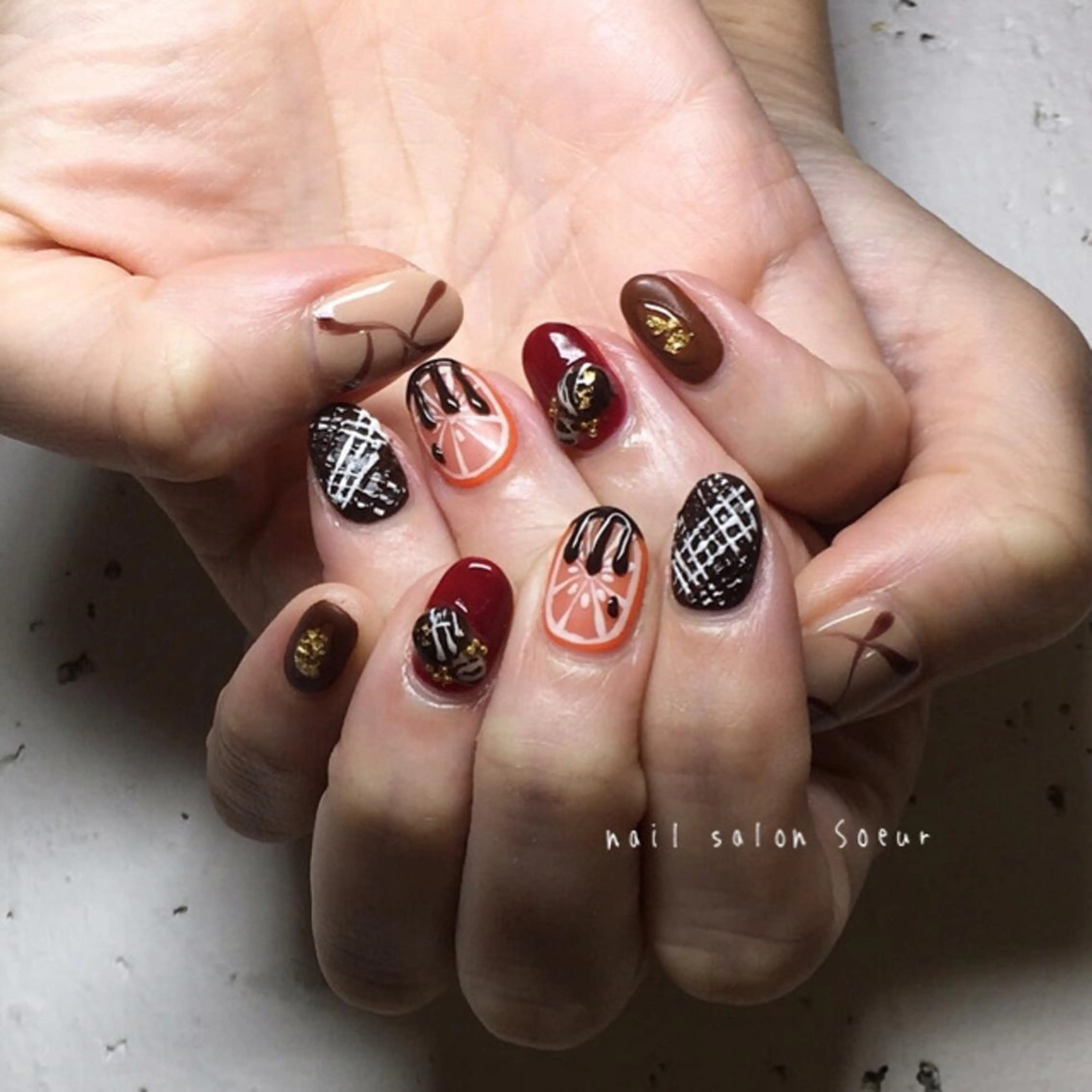 ネイル アートネイル ジェルネイル マットネイル 持ち込み バレンタイン ハンドネイル nail salon Soeurのネイルデザイン