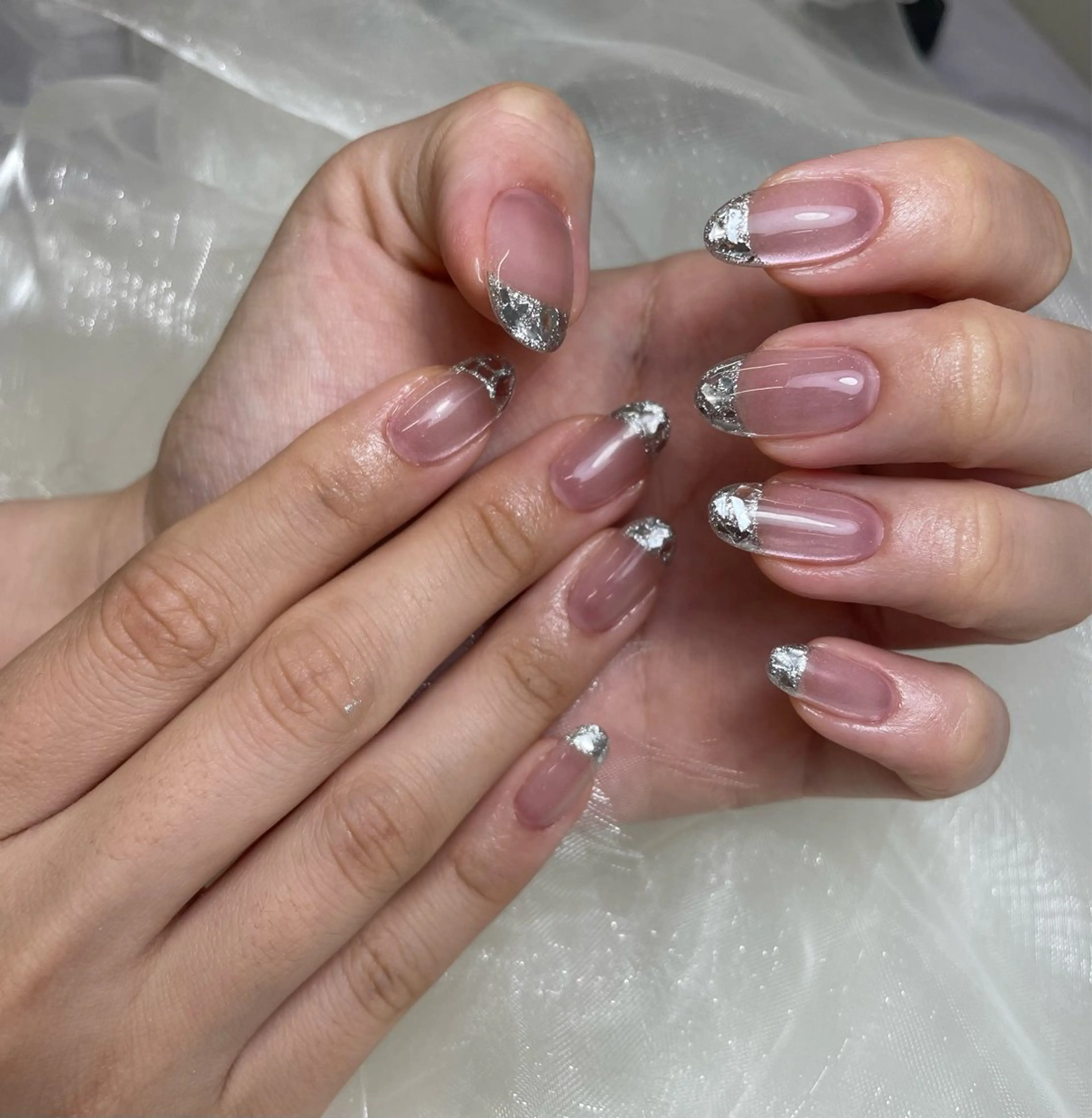 ネイル フレンチネイル ガラスフレンチ マグネットネイル 竹 🎋のネイルデザイン