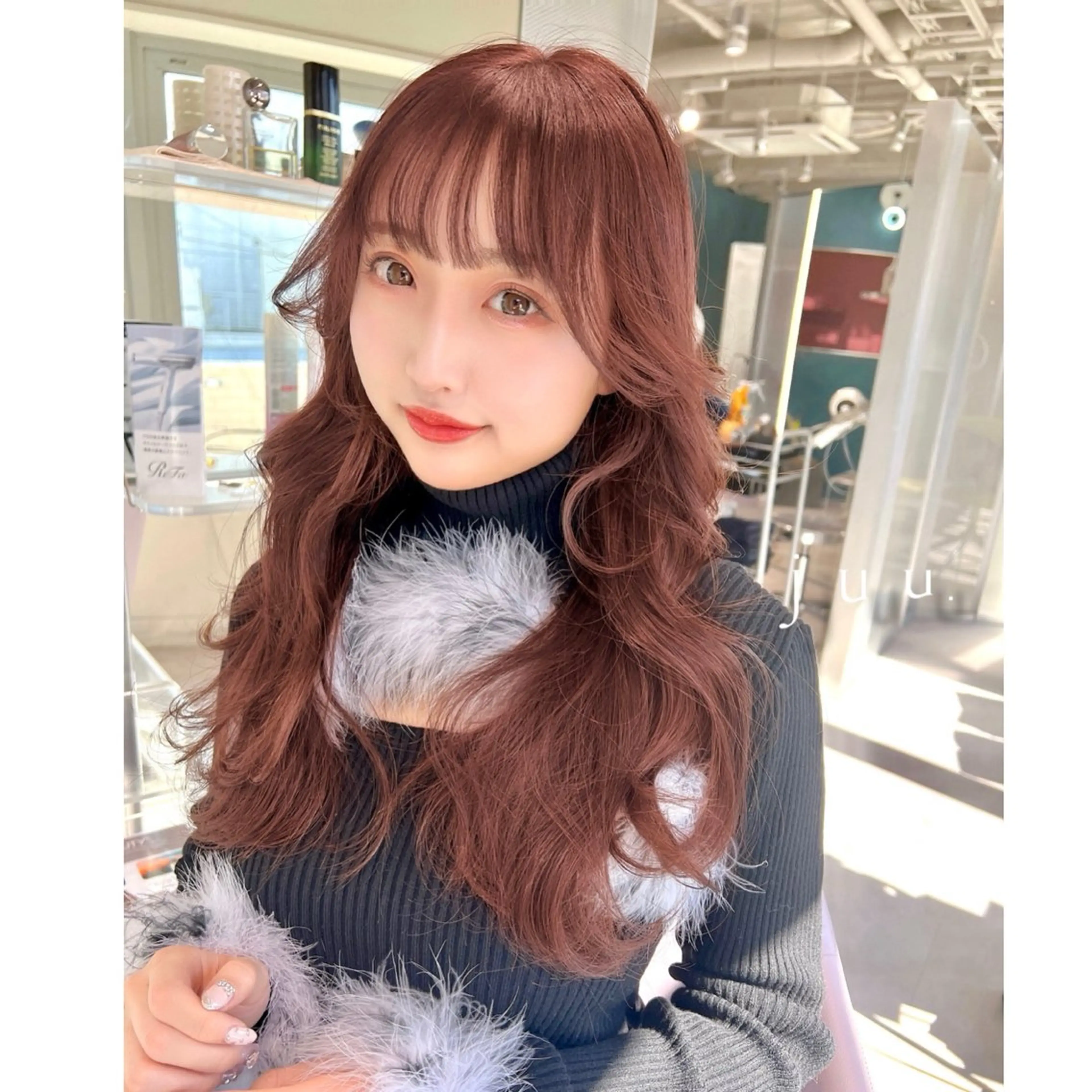 セミロング ピンクブラウン レイヤーカット 森 隆秀/韓国ヘアのヘアスタイル