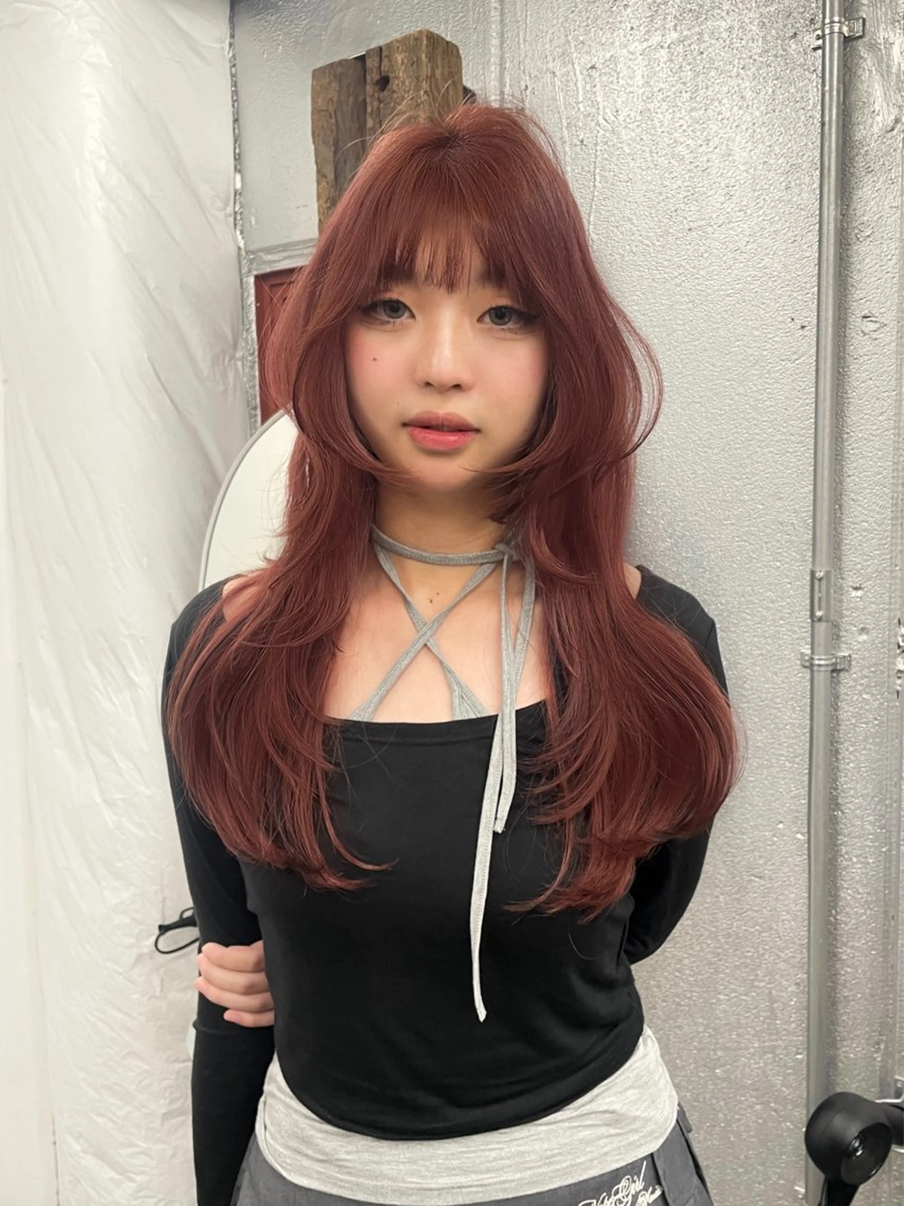 ロング カラー ヘアアレンジ レイヤーカット ハッシュカット/ 韓国ヘア☽⋰mahoのヘアスタイル