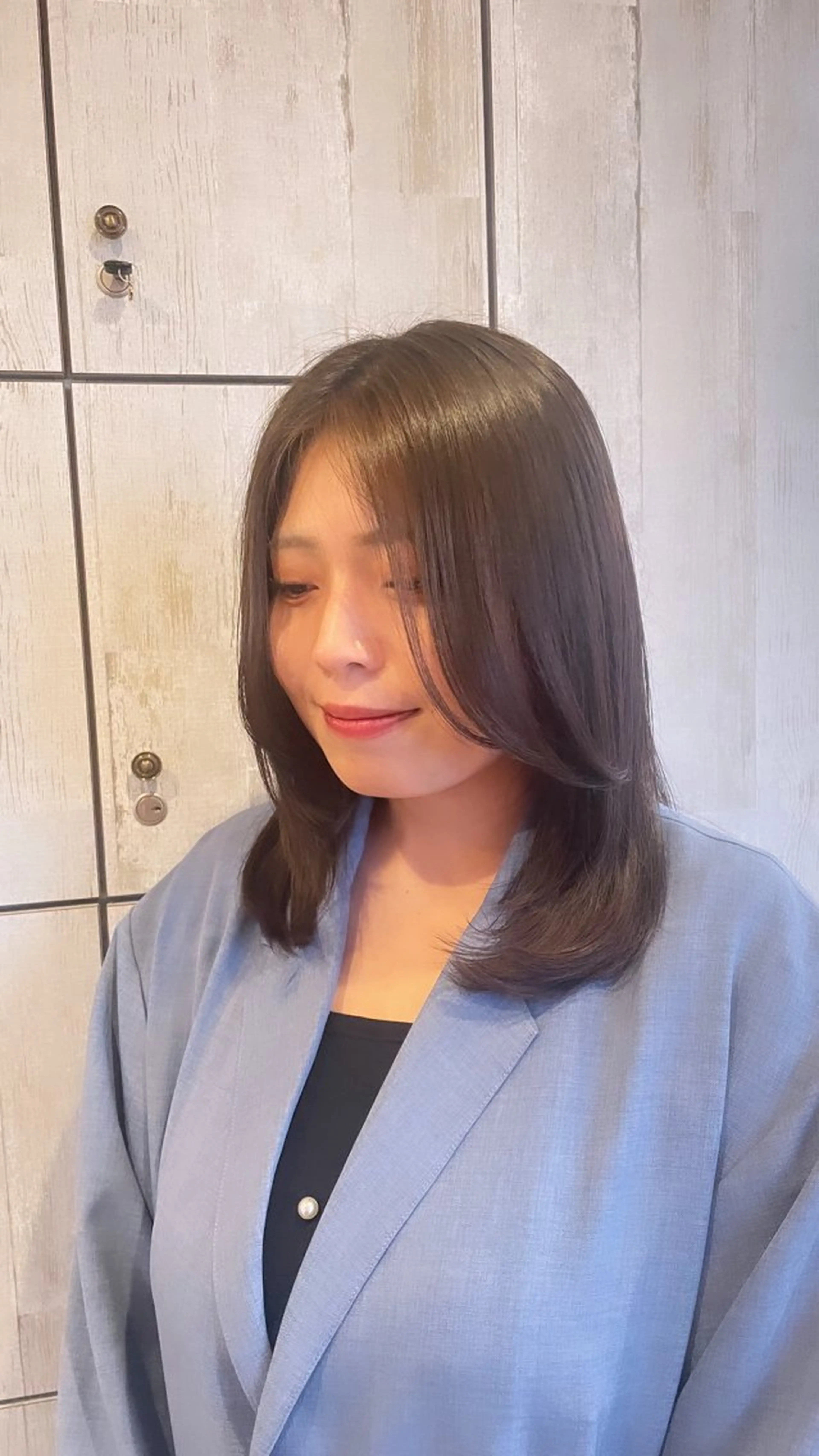 ミディアム カラー なつき/ 艶カラー/縮毛矯正のヘアスタイル