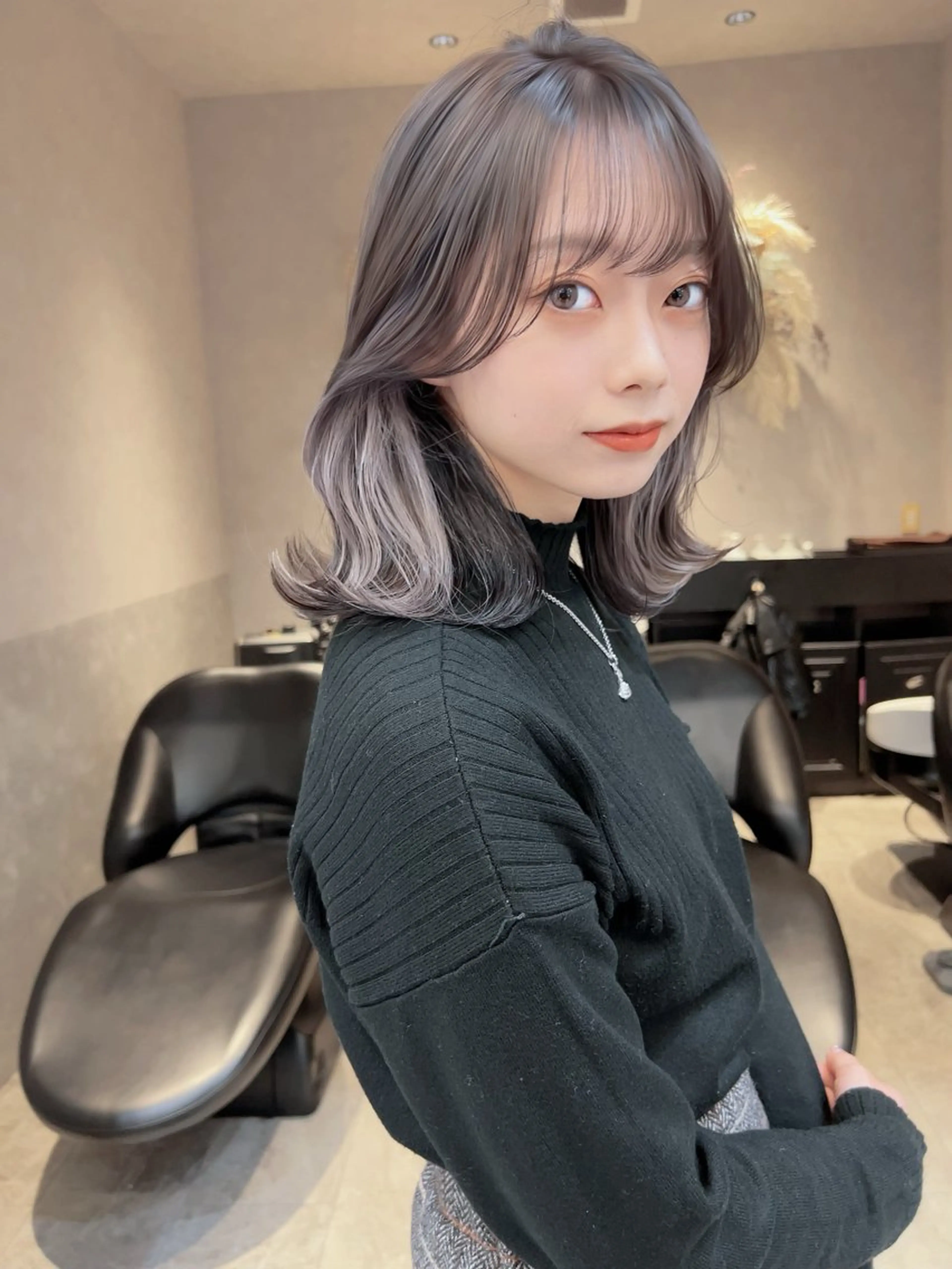 ミディアム ヘアカラー トリートメント ハイトーンヘア れおん🌙のヘアスタイル