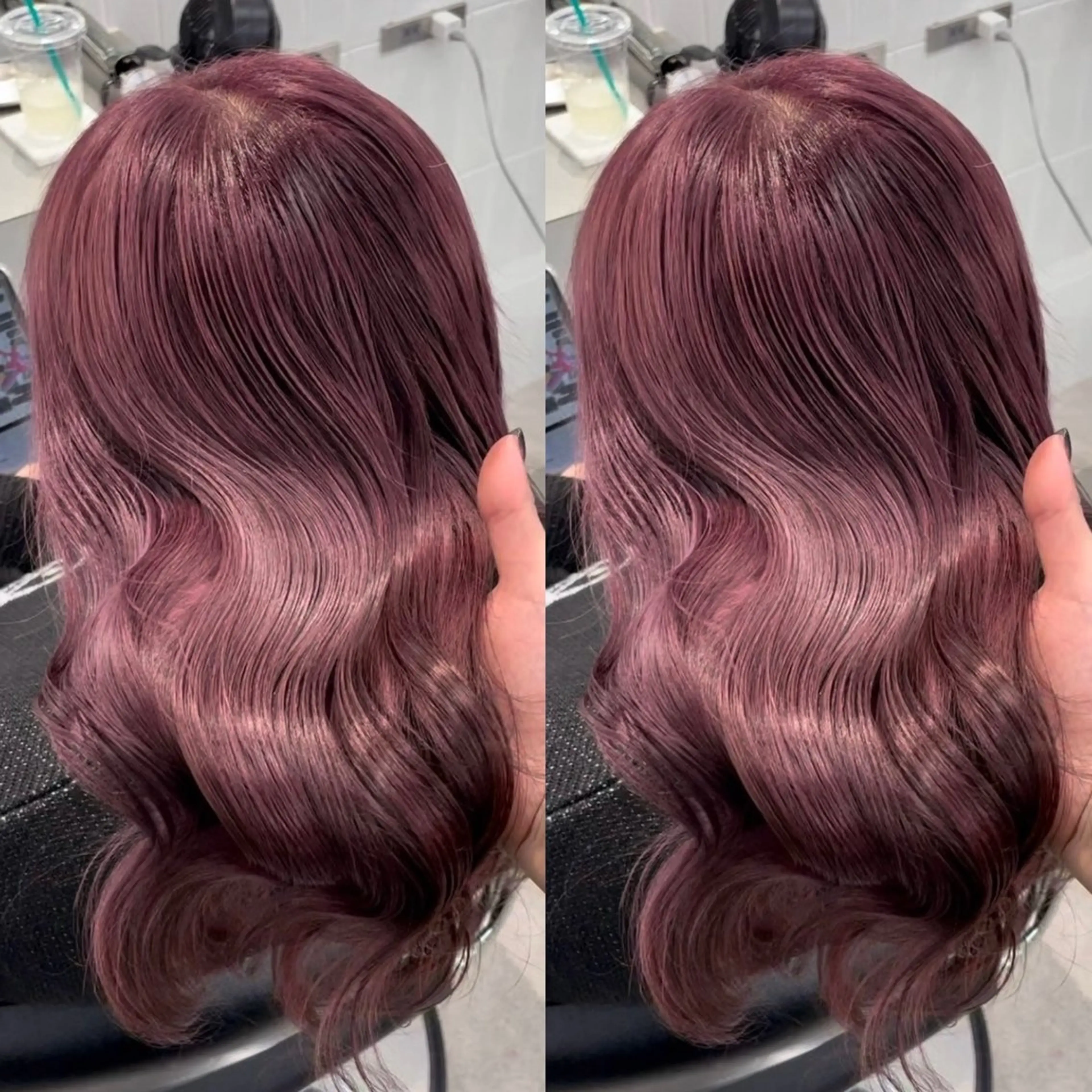 ロング カラー レッドカラー ヘアカラー 表参道/ハイライト バレイヤージュのヘアスタイル