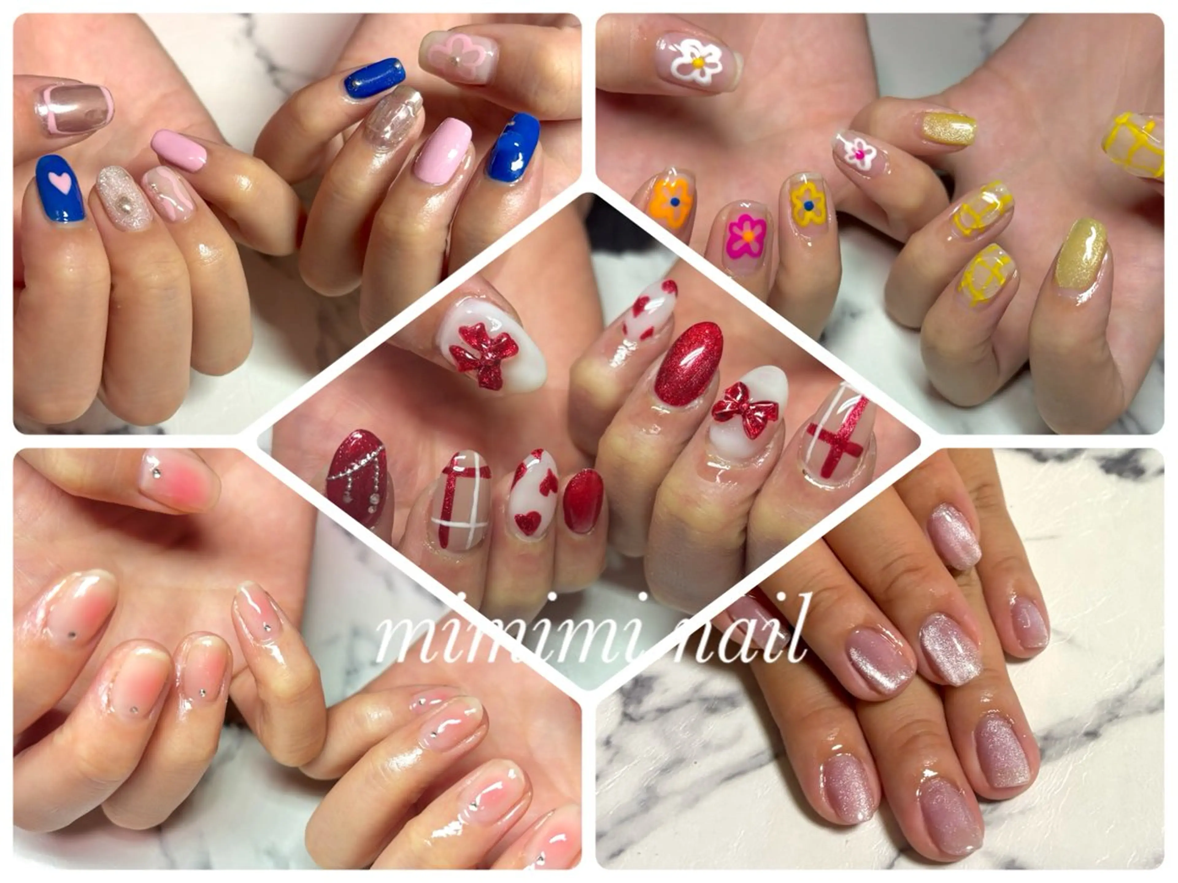 ネイル ハート 韓国ネイル マグネットネイル 持ち込み リボン mimimi nail所属・I. MITSUKIのネイルデザイン