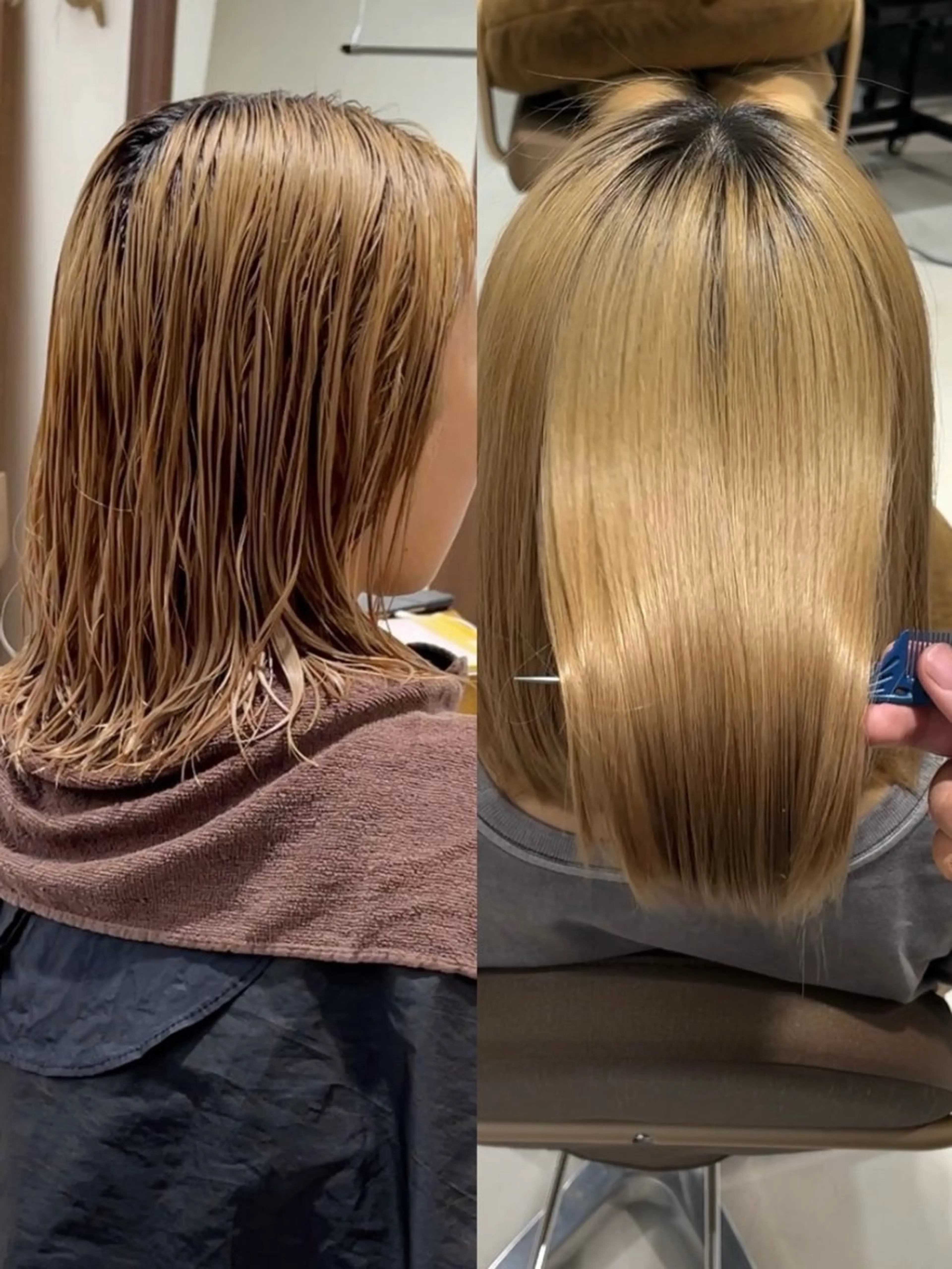 ミディアム パーマ 髪質改善 縮毛矯正 トリートメント 酸性ストレート ストレートパーマ 髪質改善・酸性・ ストレート　Maruのヘアスタイル