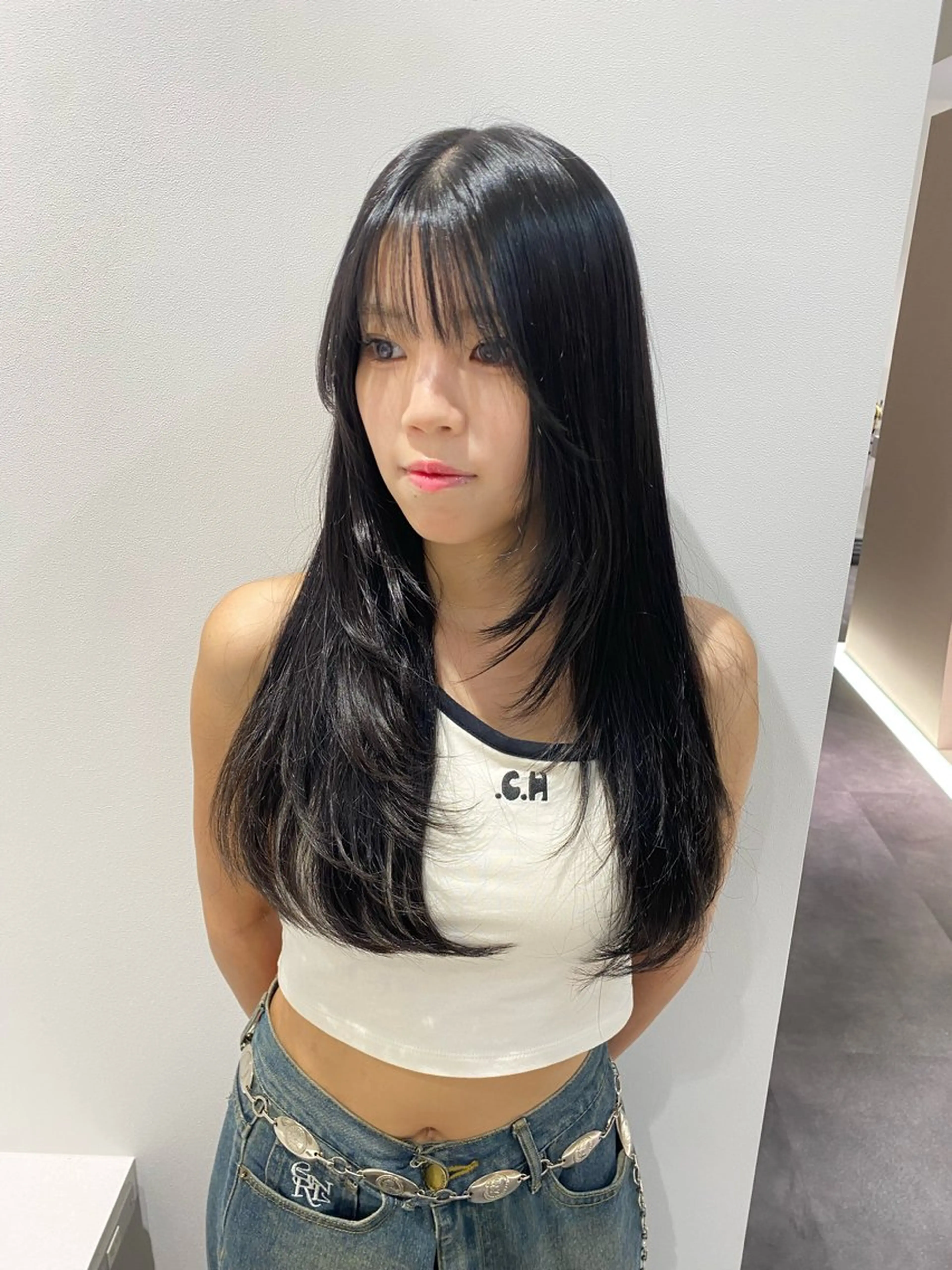 セミロング カラー カット トリートメント 髪質改善水素TR× レイヤーカット/熊澤のヘアスタイル