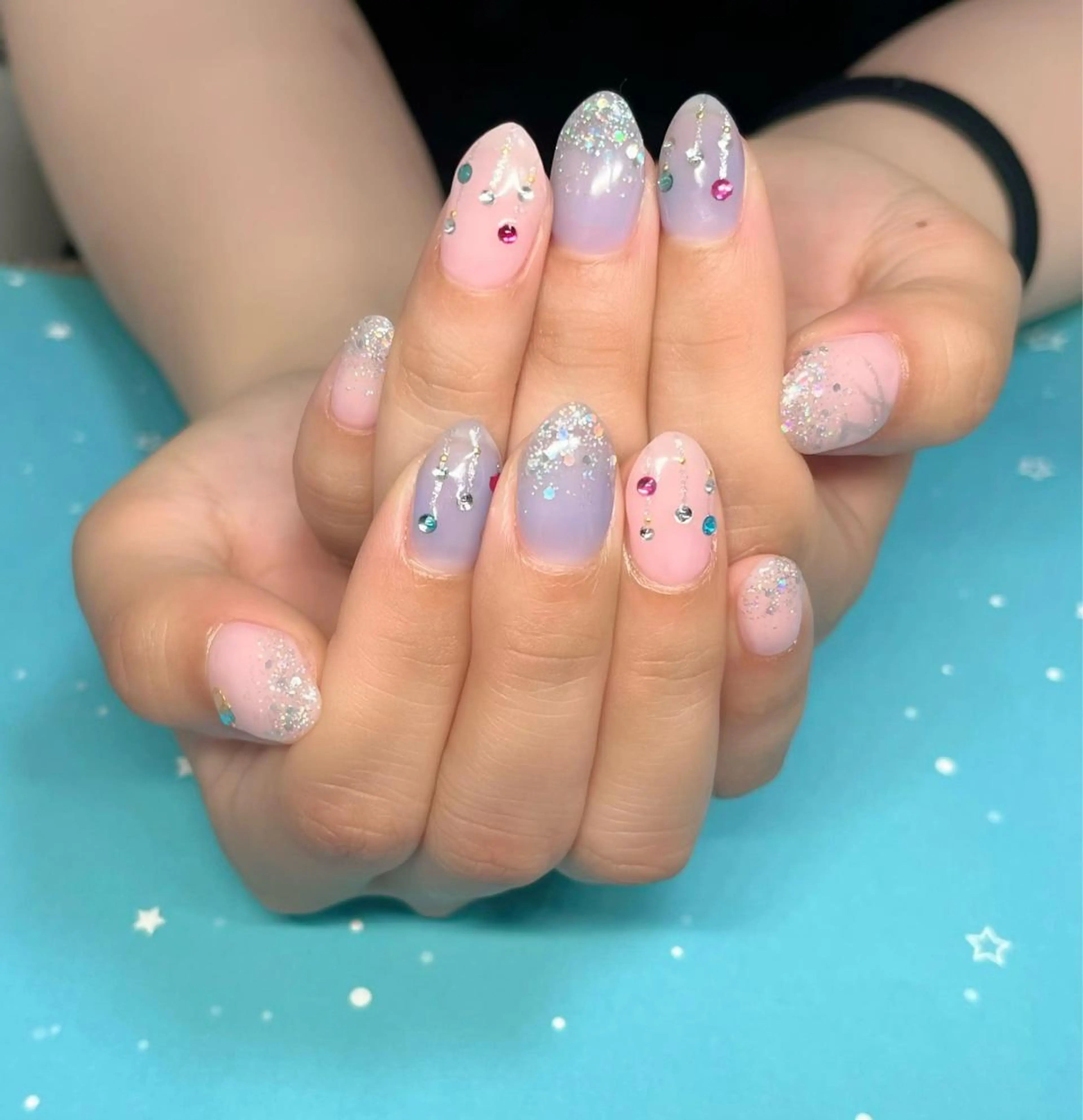 ネイル ラメ(グリッター) ピンク ハンドネイル shonan_ kairiのネイルデザイン