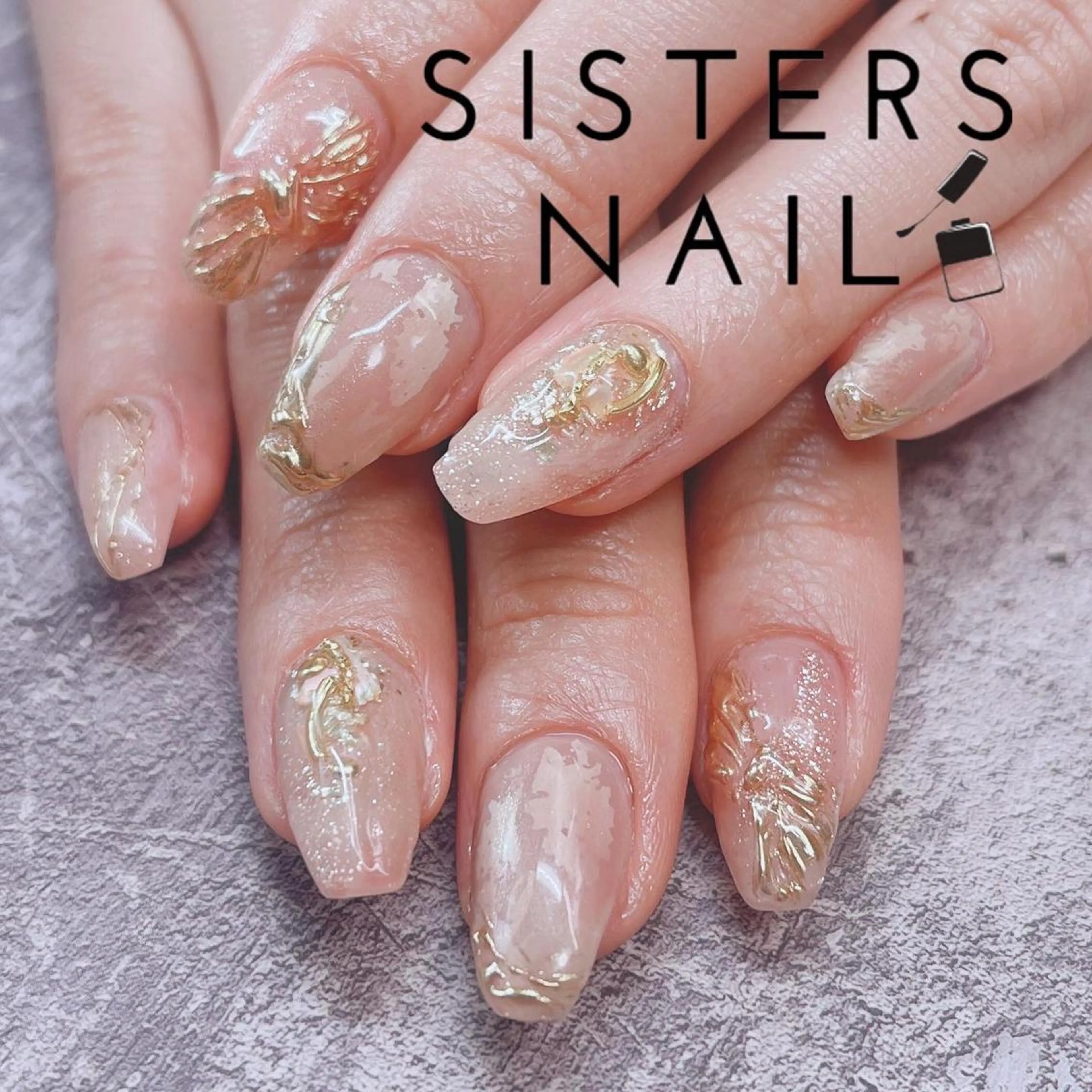 ネイル アートネイル フレンチネイル 卒業式 ミラーネイル ニュアンスネイル sisters nail.fのネイルデザイン
