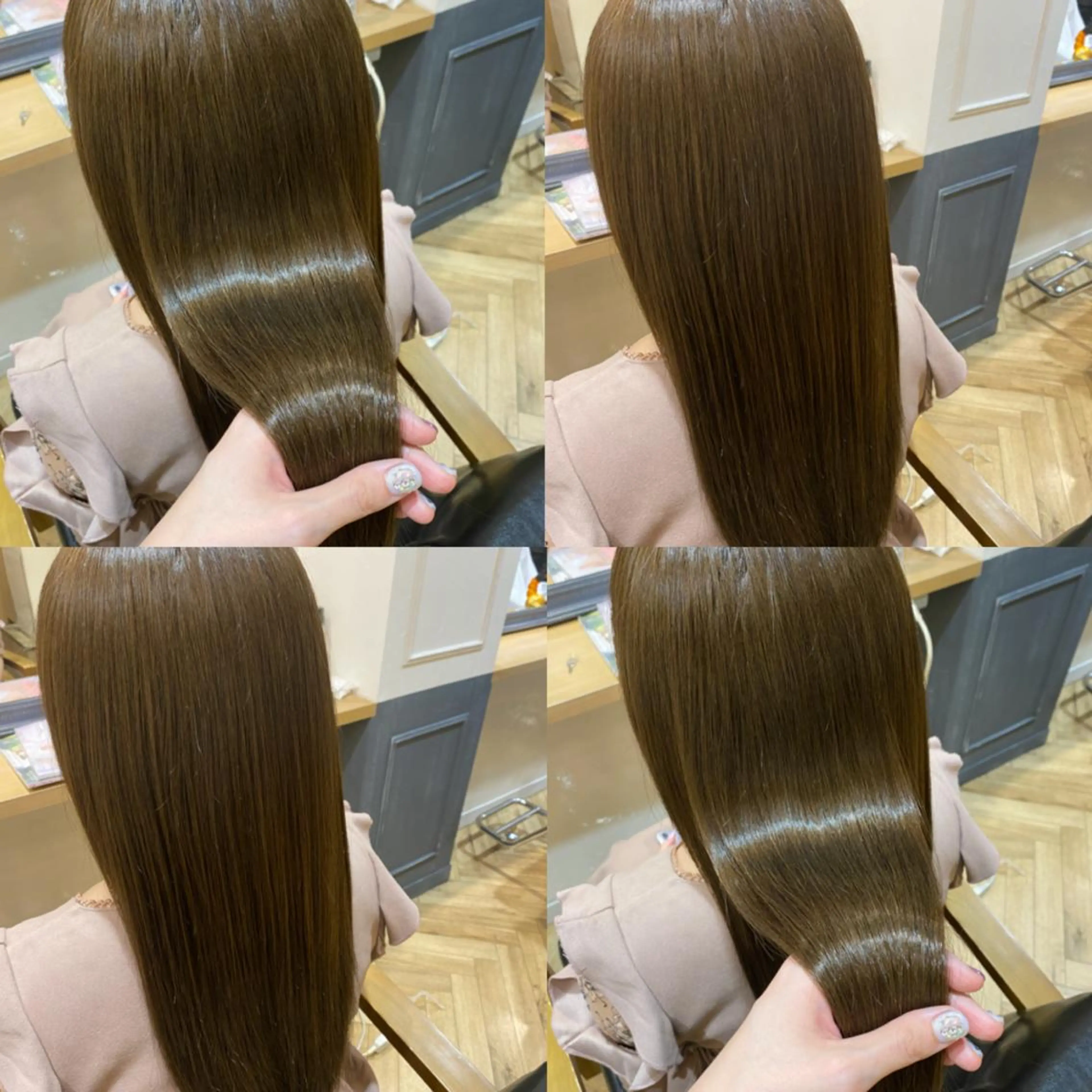 ロング カラー グレージュ 艶カラー/韓国顔周り 🎀mamiのヘアスタイル