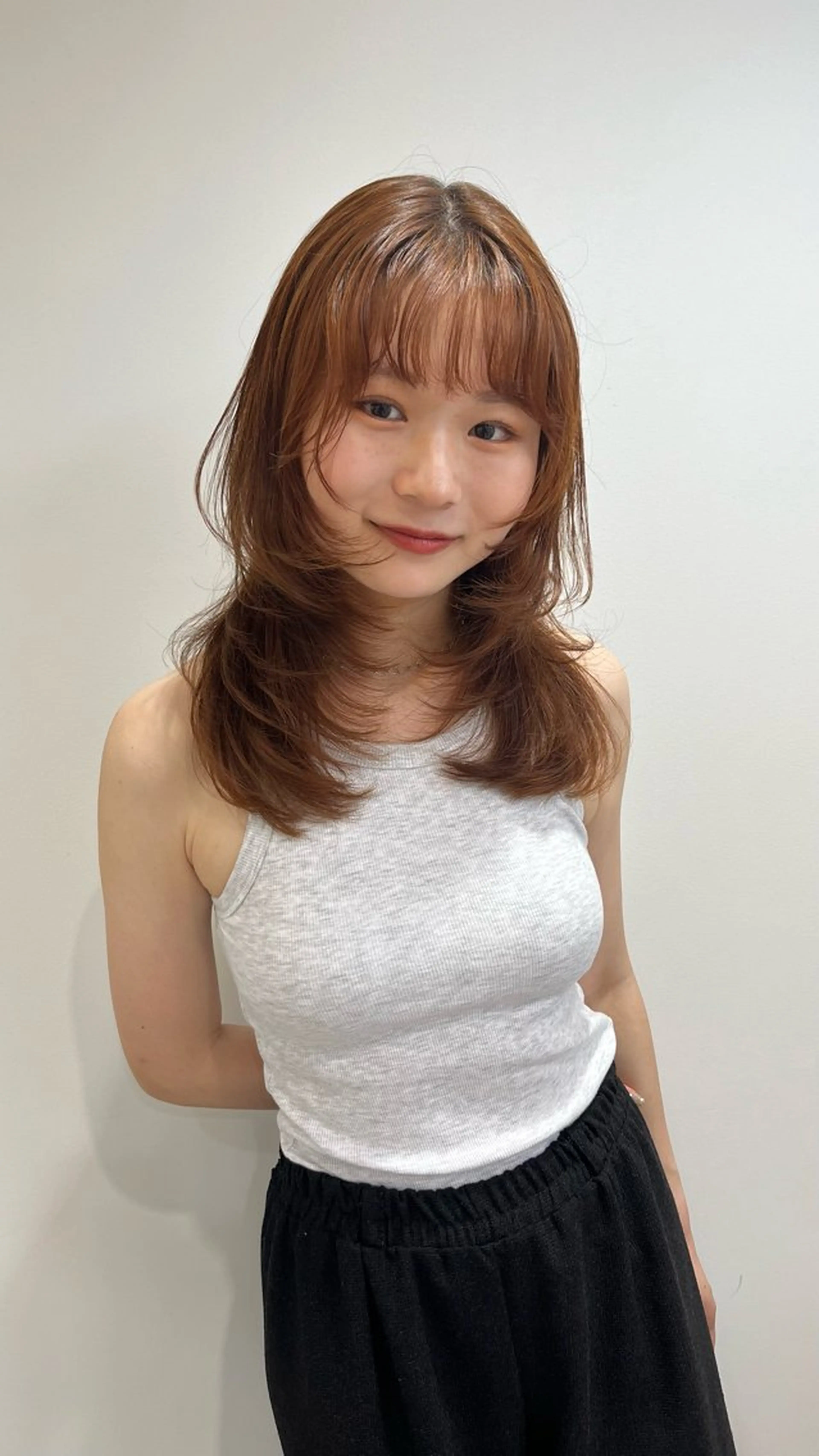 ミディアム レイヤーカット ♥️透明感×抜け感 ベージュ/佑珠♥️のヘアスタイル