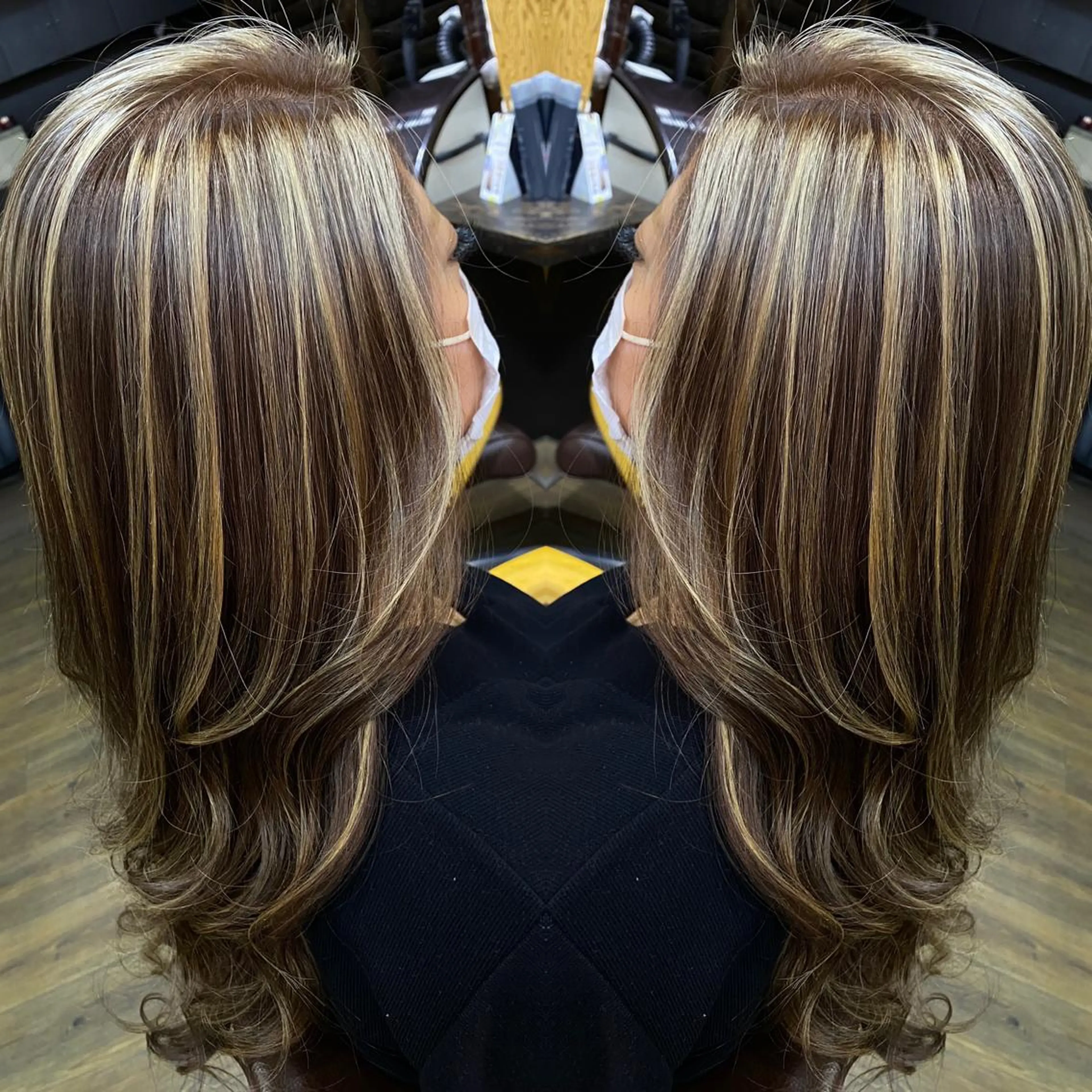 ロング カラー ハイライトカラー ハイライト カット ヘアカラー IwAsh大和駅前店所属・IwAsh大和駅前店 河野亜里香のヘアスタイル