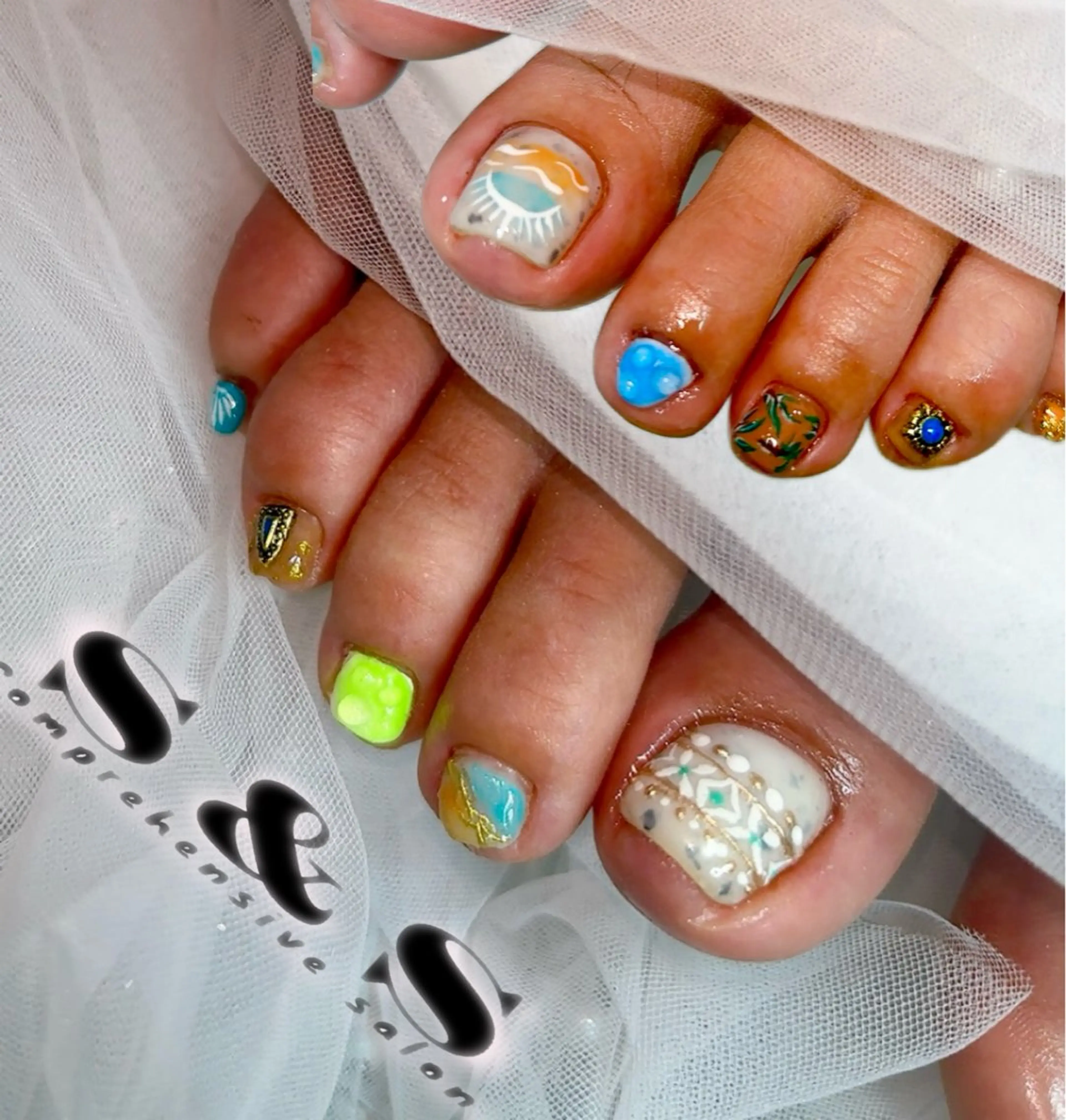 ネイル 長さ出し メンズネイル 持ち込み 夏ネイル ワンホンネイル S&S 村田小百合のネイルデザイン