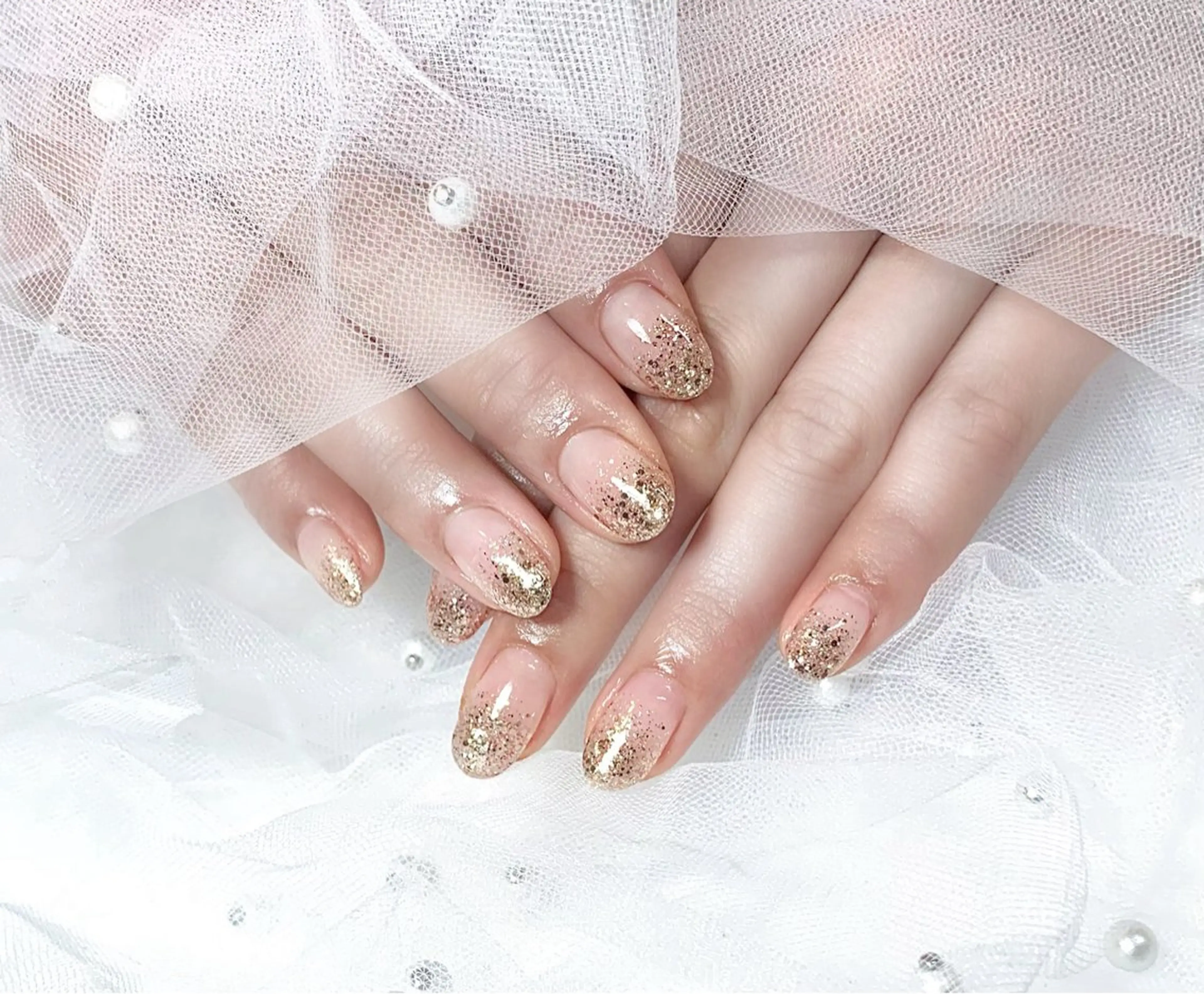 ネイル グラデーション 韓国ネイル ラメ(グリッター) ラメグラデーション ワンカラーネイル Chat　noir所属・【chatnoir】 MIYUのネイルデザイン