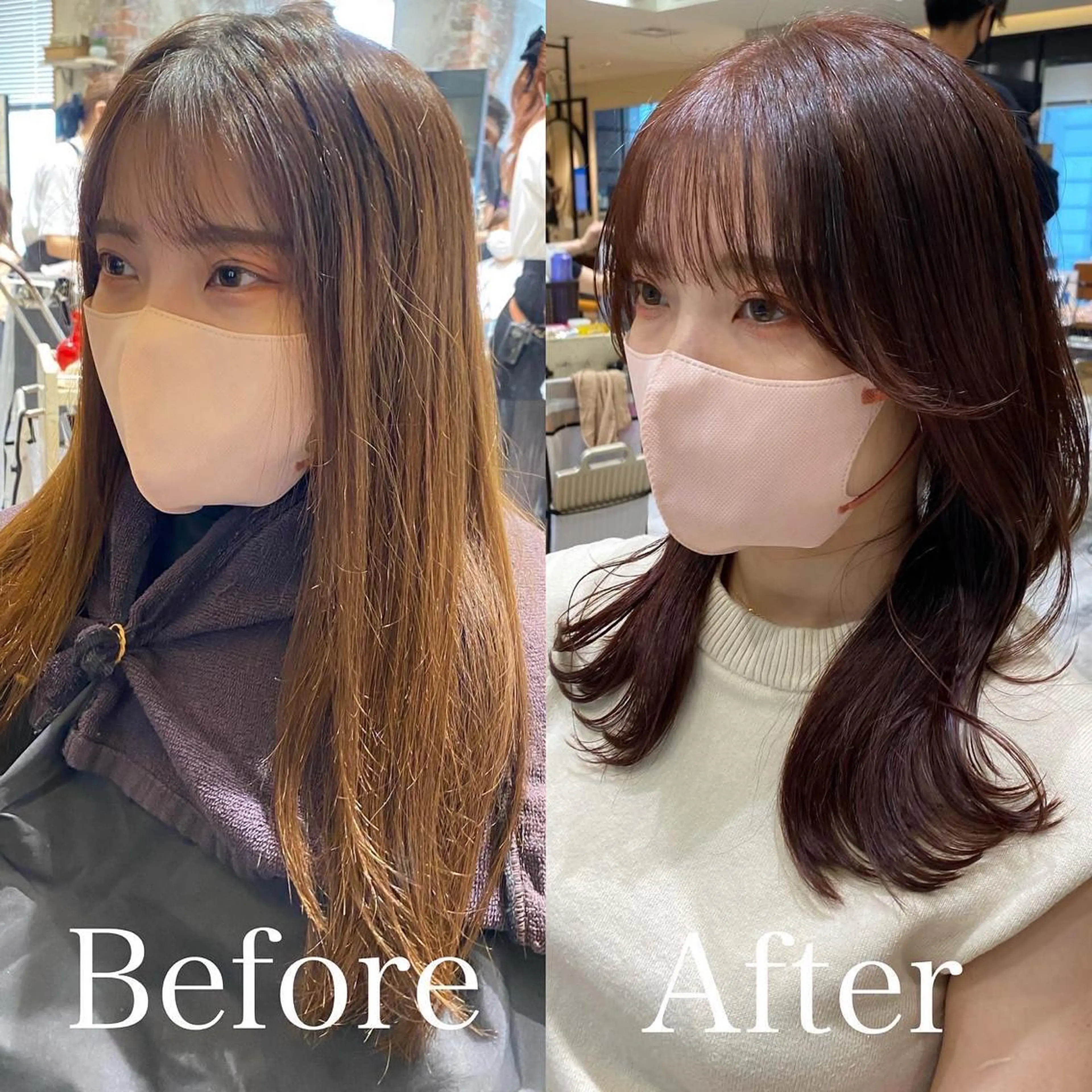 セミロング カラー ベージュカラー ブラウンカラー ブラウンベージュ くびれヘア 顔周りカット カット ヘアカラー トリートメント 顔周り/くびれヘア 韓国ヘア💕風間るなのヘアスタイル