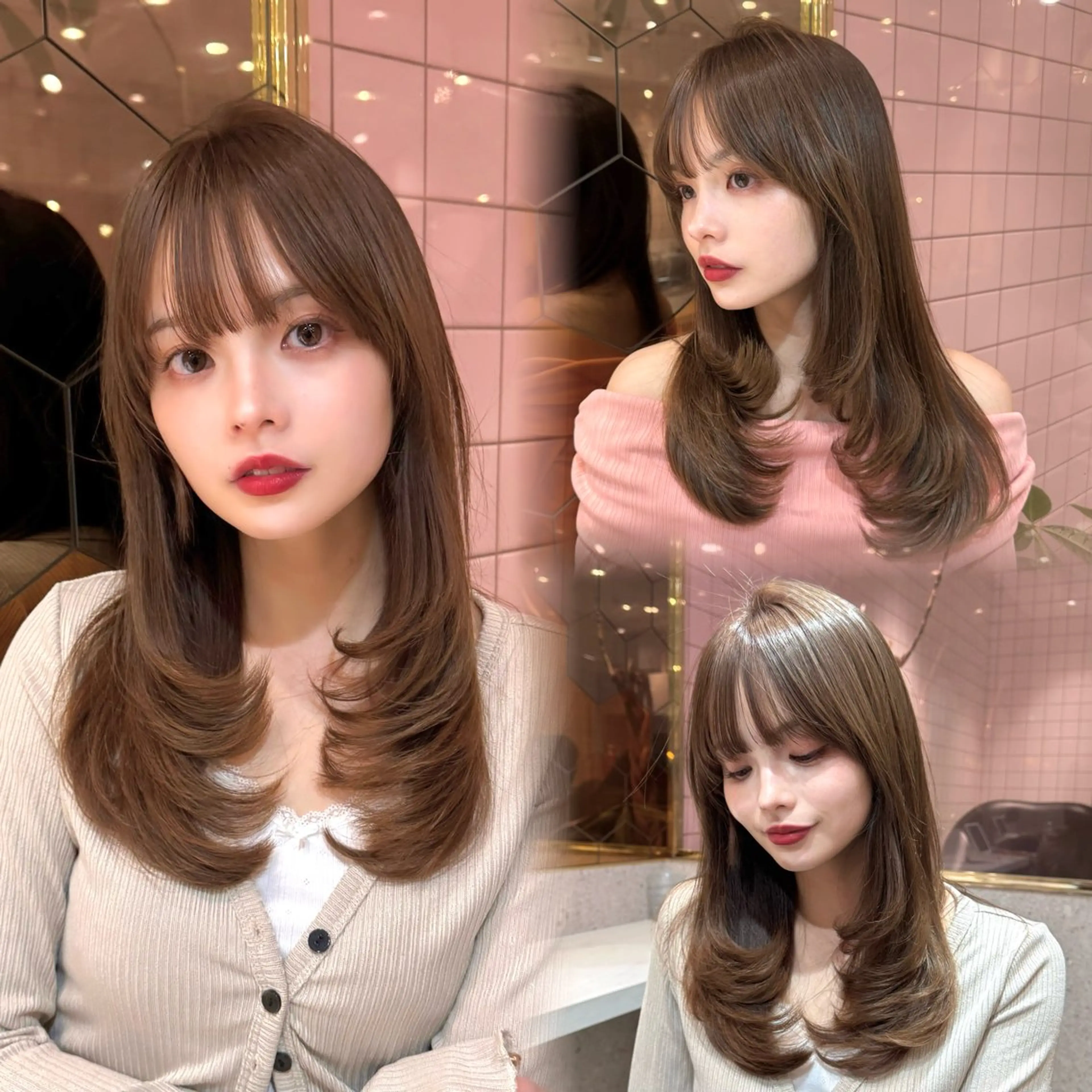 セミロング レイヤーカット カット トリートメント 🎀しゅな/韓国 レイヤー/透明感♡のヘアスタイル