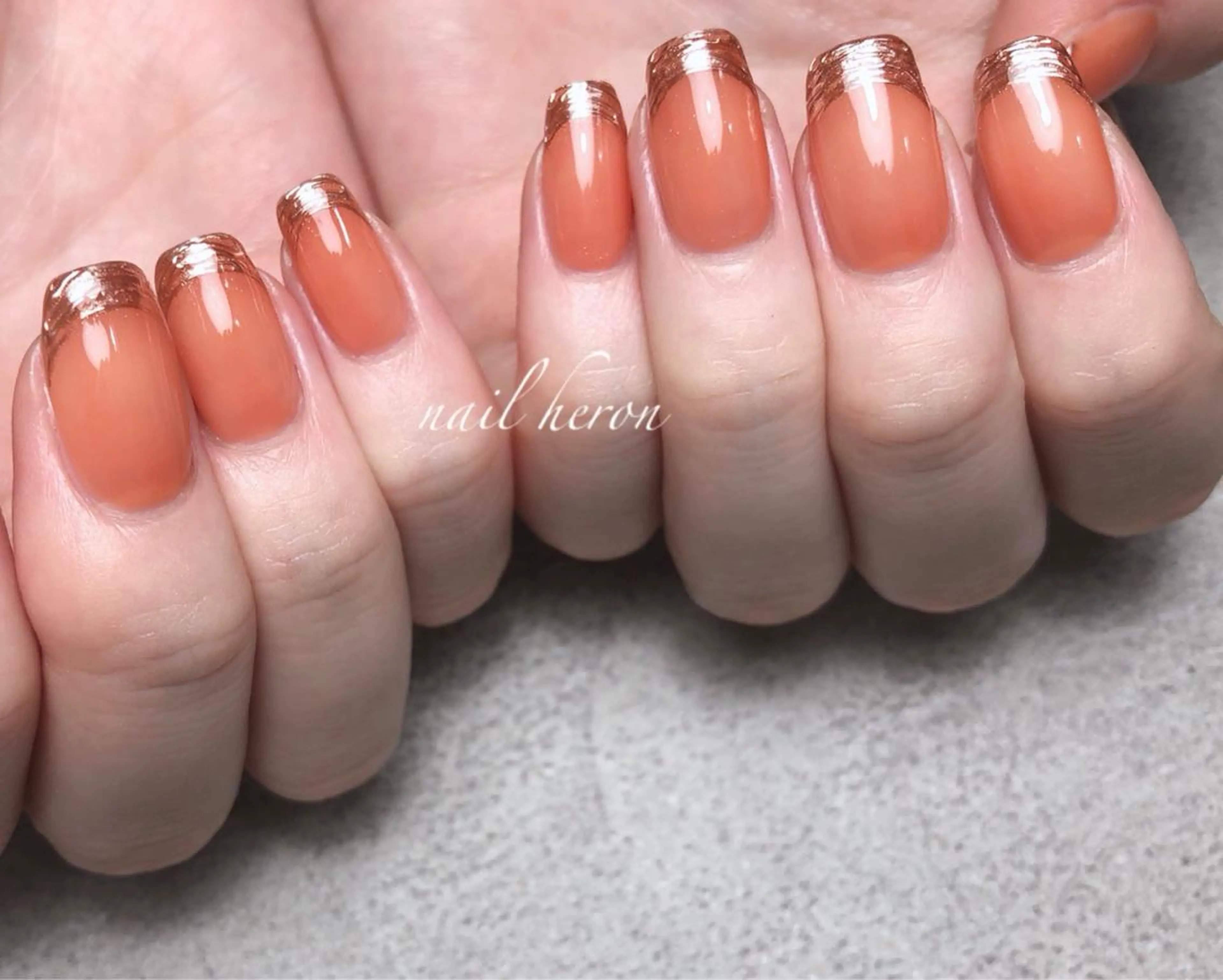 ネイル オレンジ ハンドネイル nail heron所属・saki_ nail heronのネイルデザイン