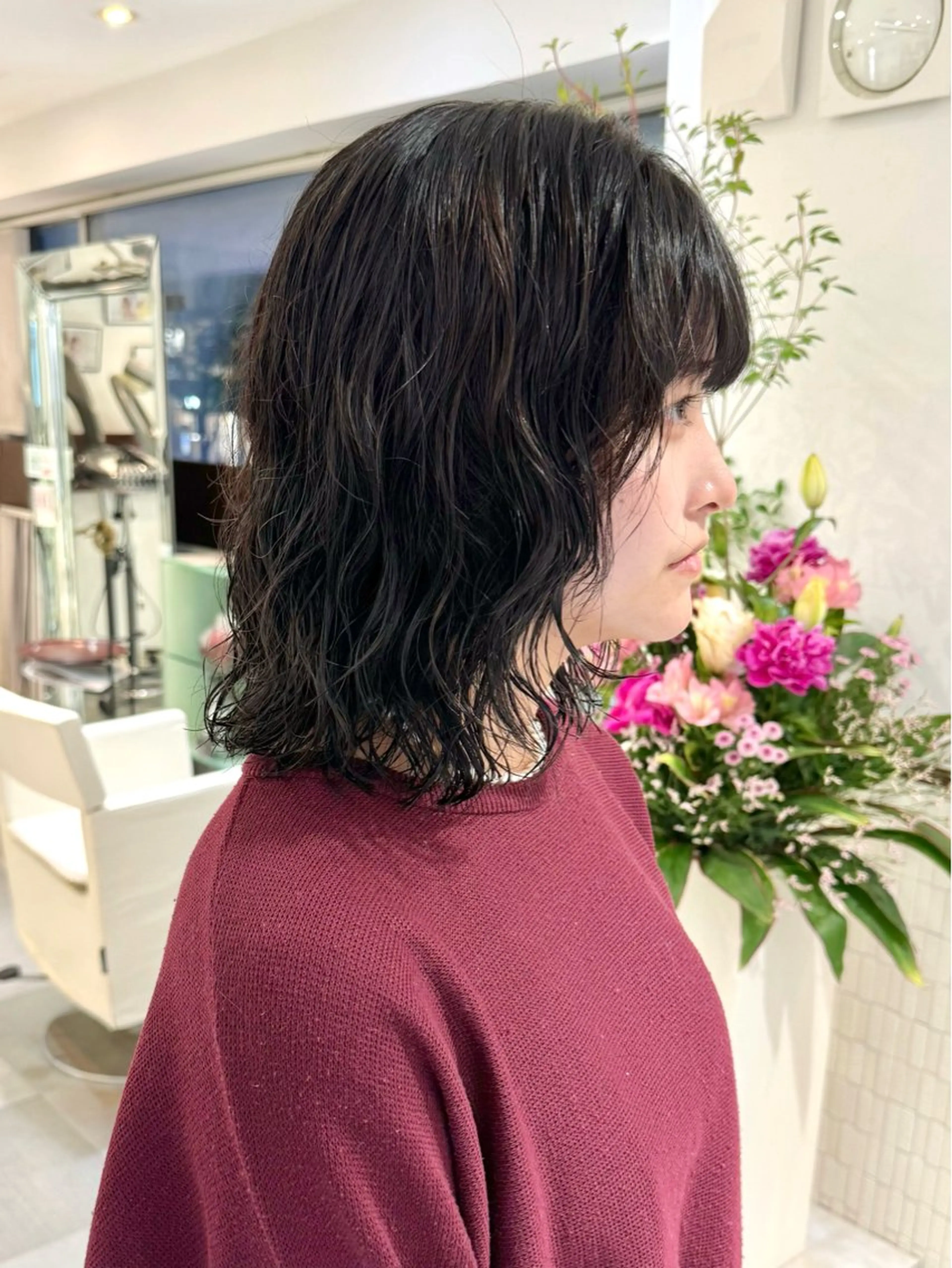 ミディアム パーマ ミディアムパーマ レイヤーカット カット パーマ トリートメント ZENKO表参道店所属・デジタルパーマ 🌀ボブ　萩原　龍のヘアスタイル