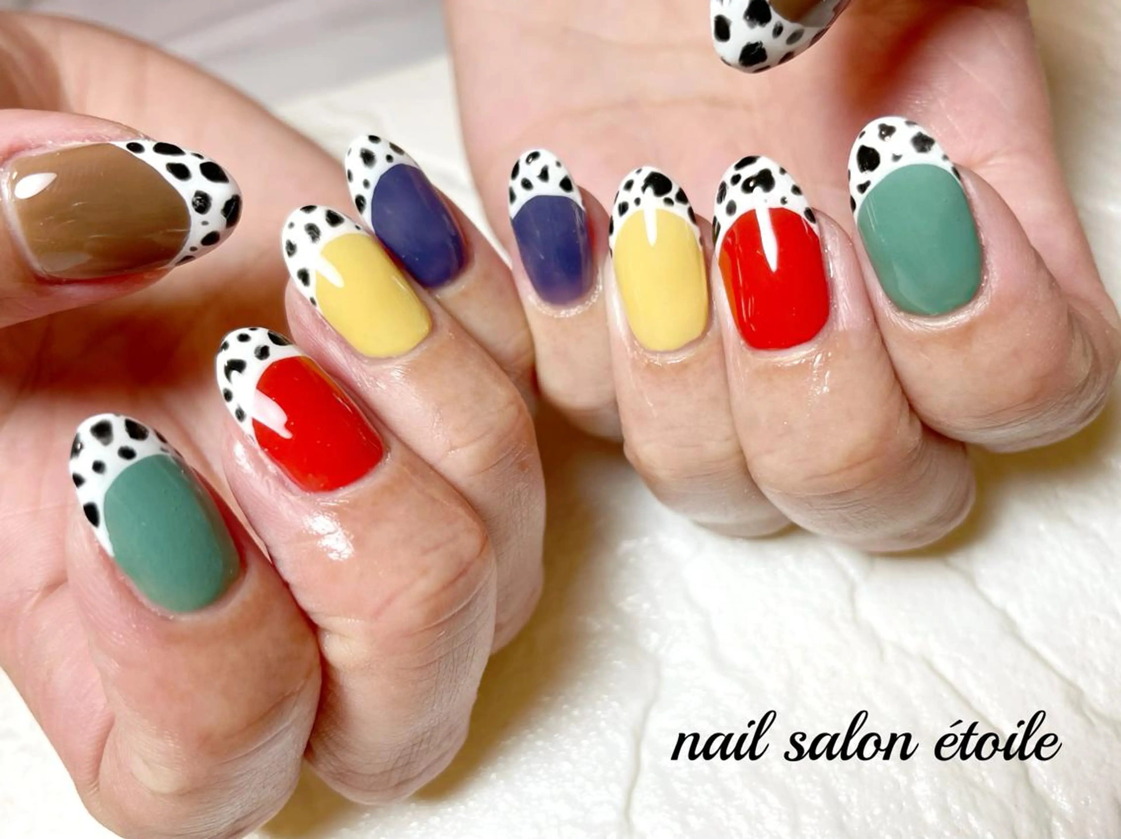 ネイル アニマル柄 アートネイル フレンチネイル ジェルネイル ハンドネイル nail salon étoileのネイルデザイン