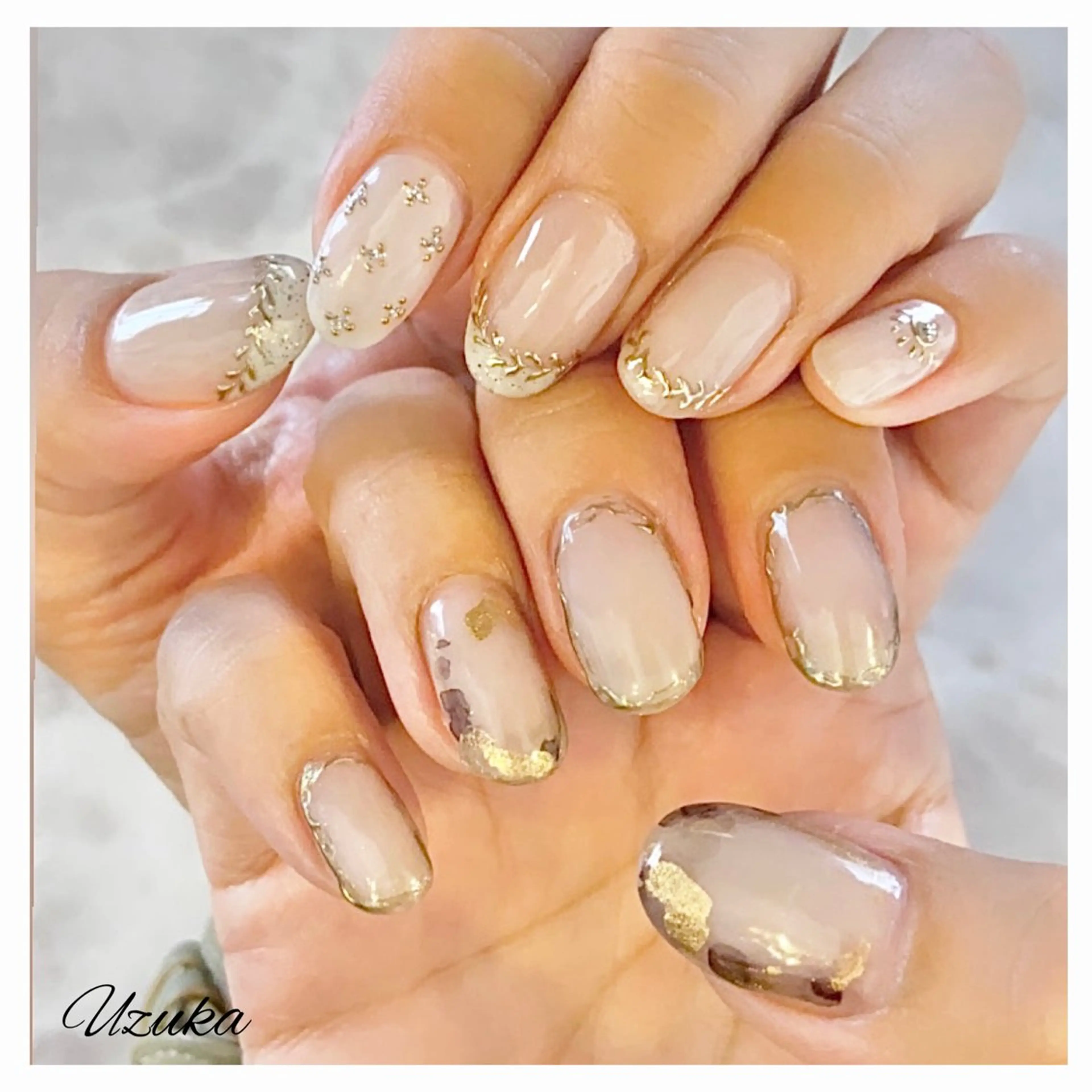 ネイル アートネイル フレンチネイル ミラーネイル 【 enn 】 Uzuka Yukaのネイルデザイン