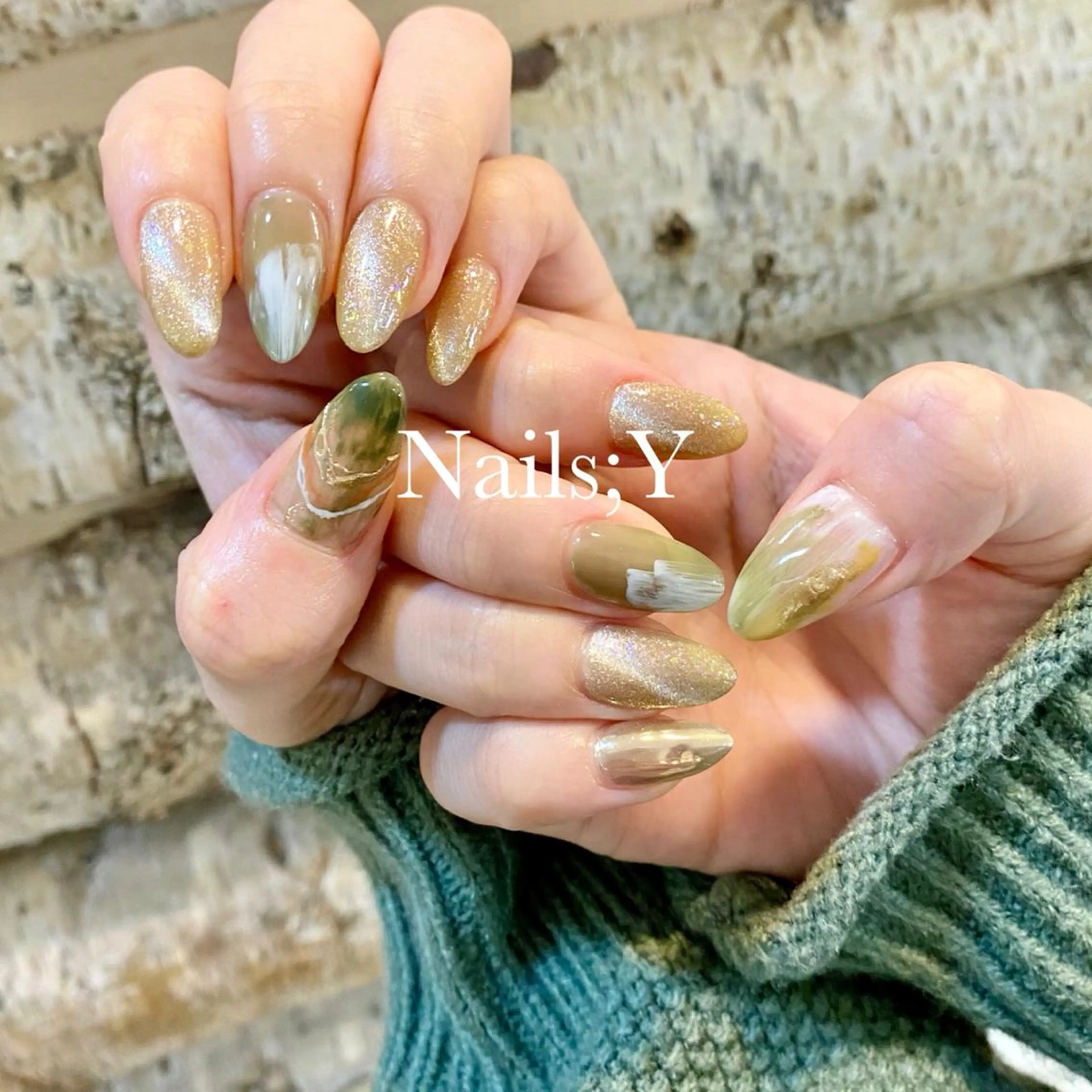 ネイル グリーン マグネットネイル yo koのネイルデザイン