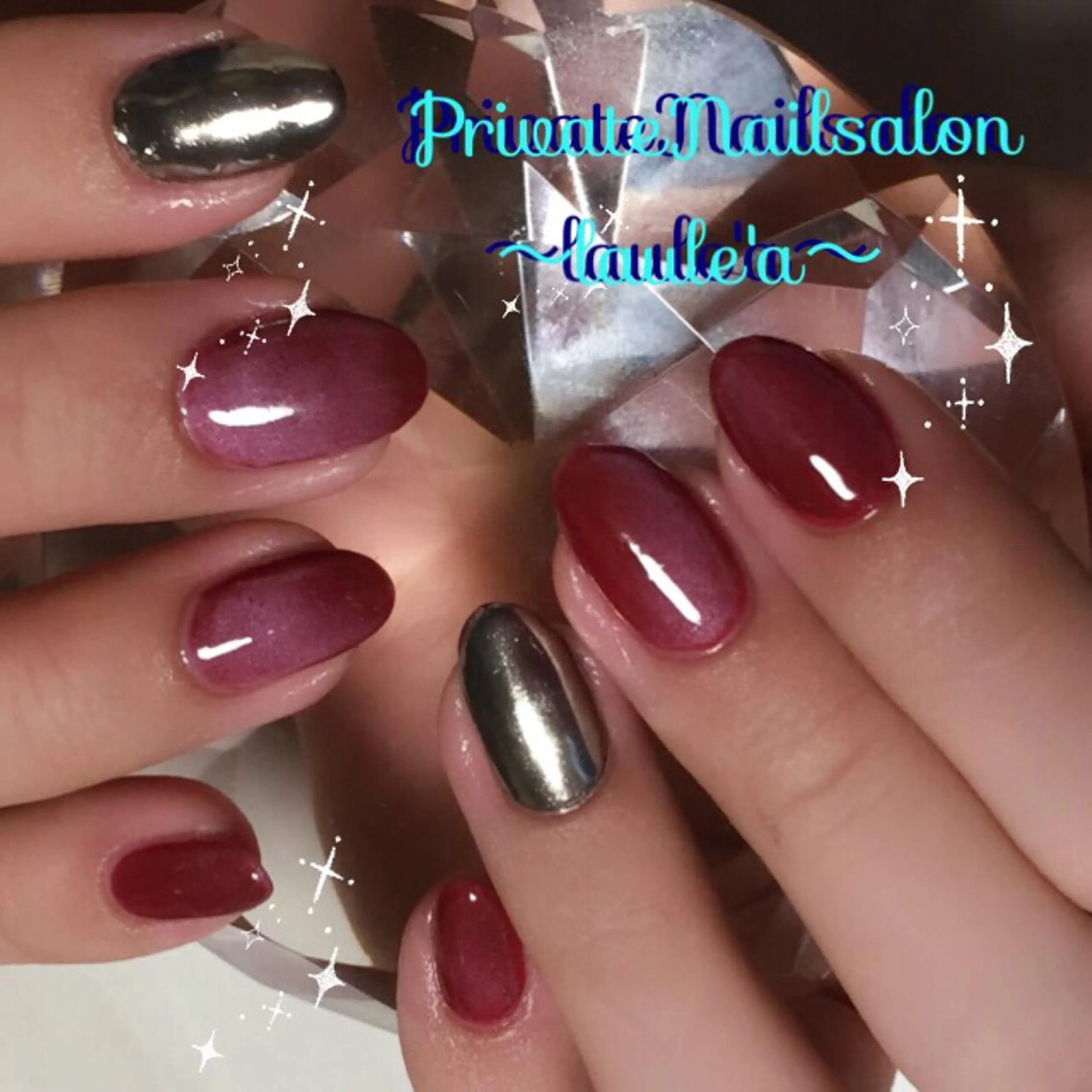 ネイル ジェルネイル マグネットネイル ミラーネイル Nailsalon laule'aのネイルデザイン