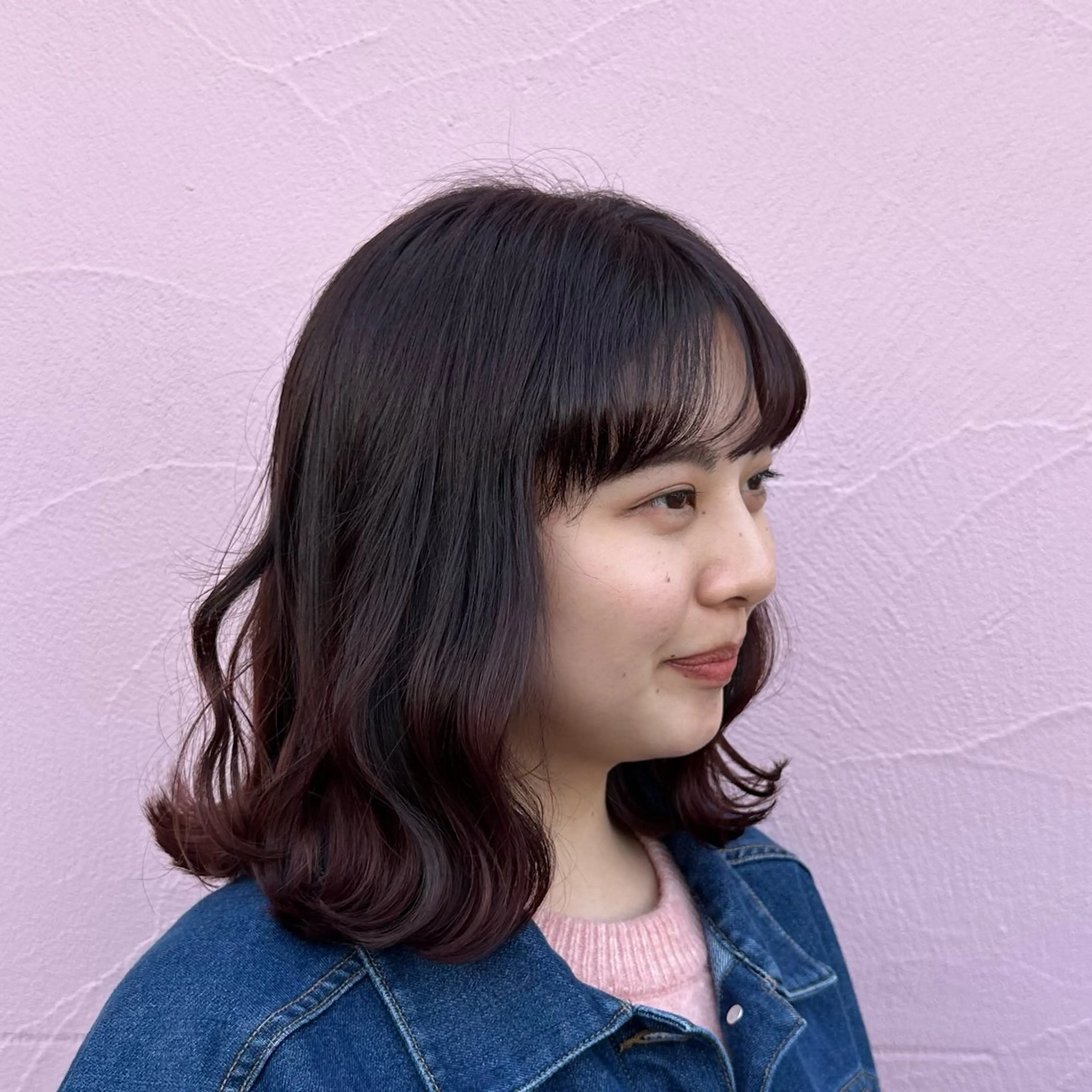 ミディアム カラー ブラウンカラー カシス 柔らかいcolor ￤韓国￤🩰マユ🩰のヘアスタイル