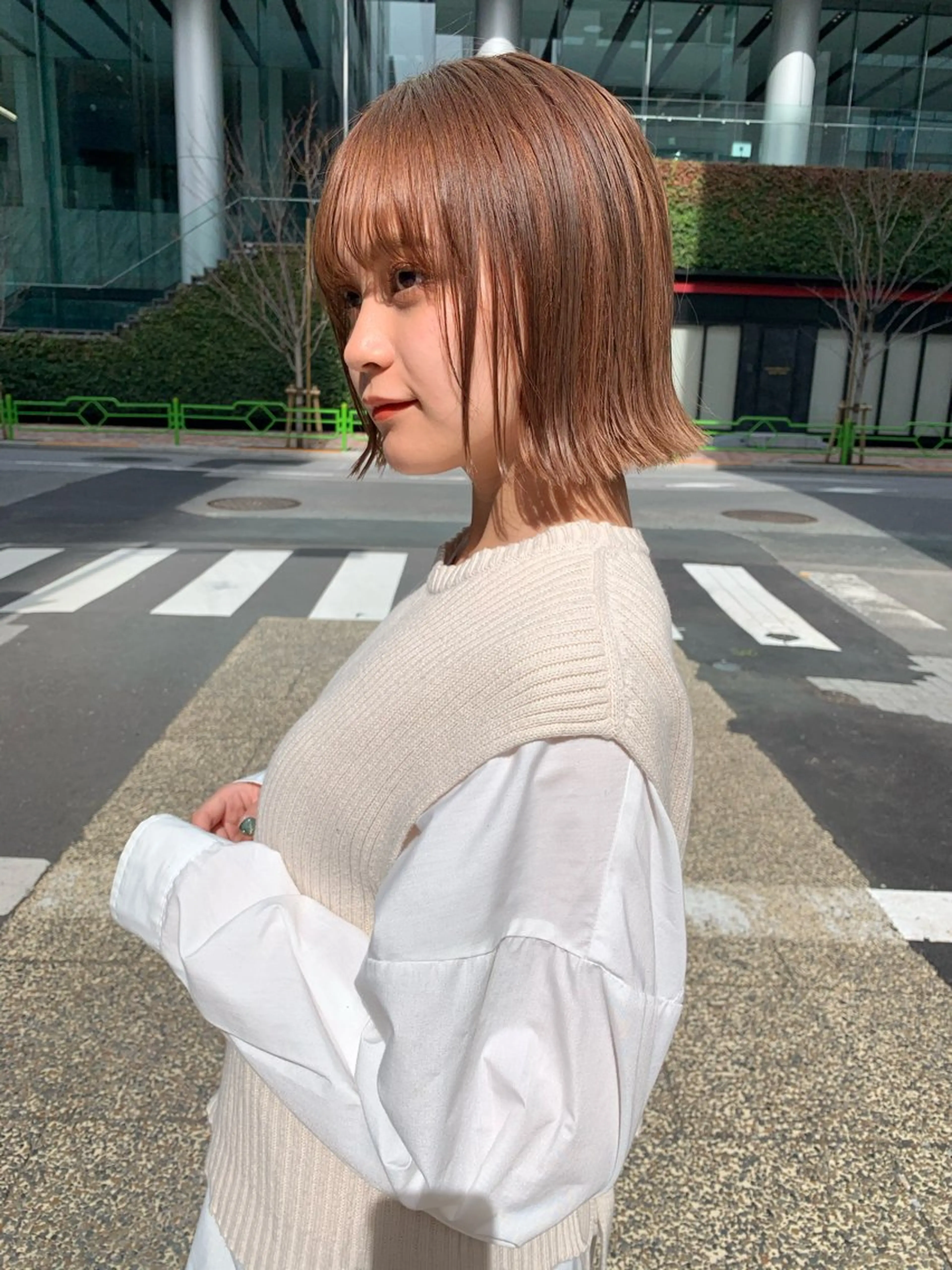 ミディアム カラー 山崎/ボブ縮毛矯正 レイヤー髪質改善のヘアスタイル