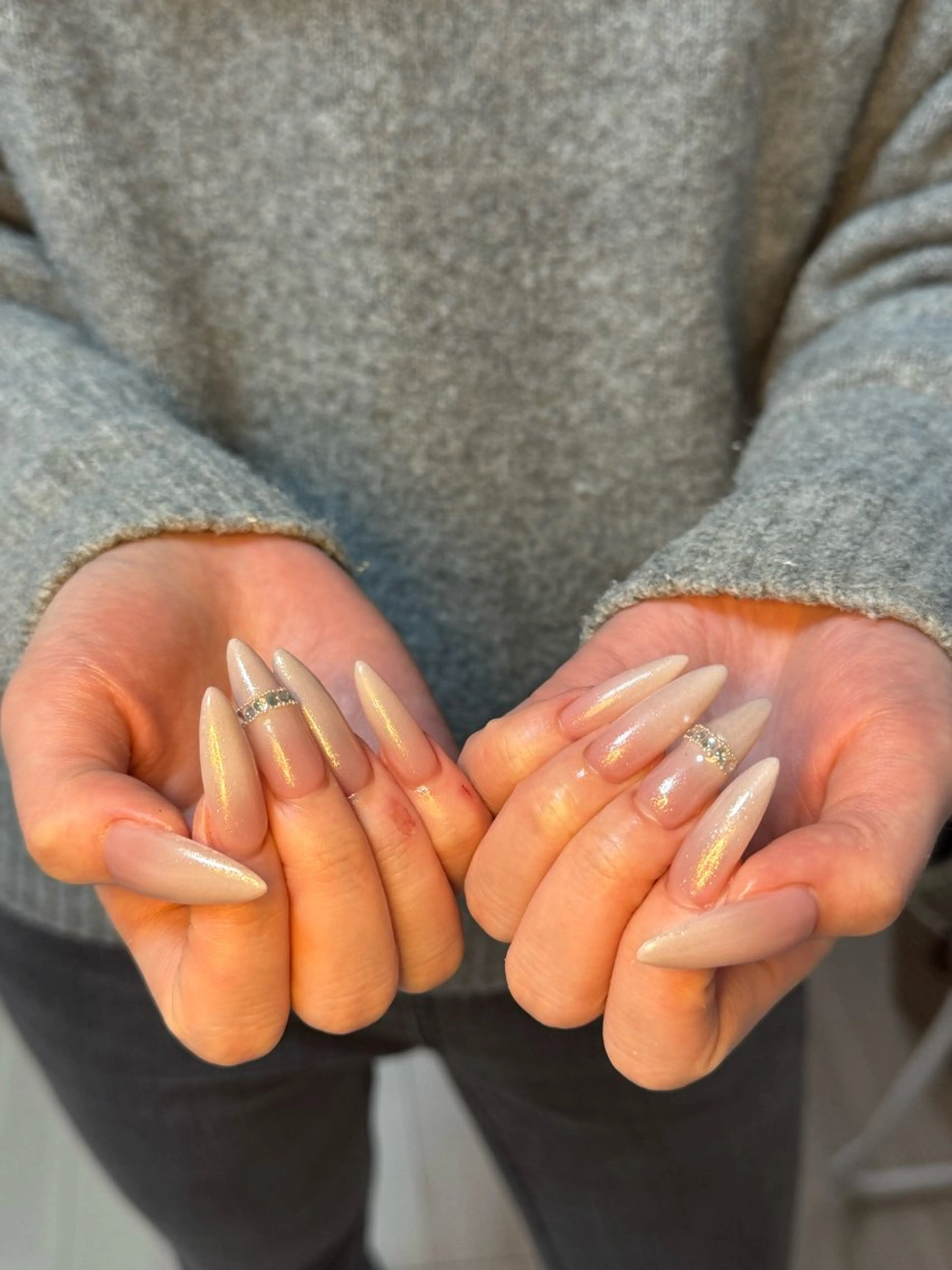 ネイル アートネイル オーロラネイル チークネイル フレンチネイル ガラスフレンチ ハンドネイル 🎀🎀YooLi Nail Salonのネイルデザイン