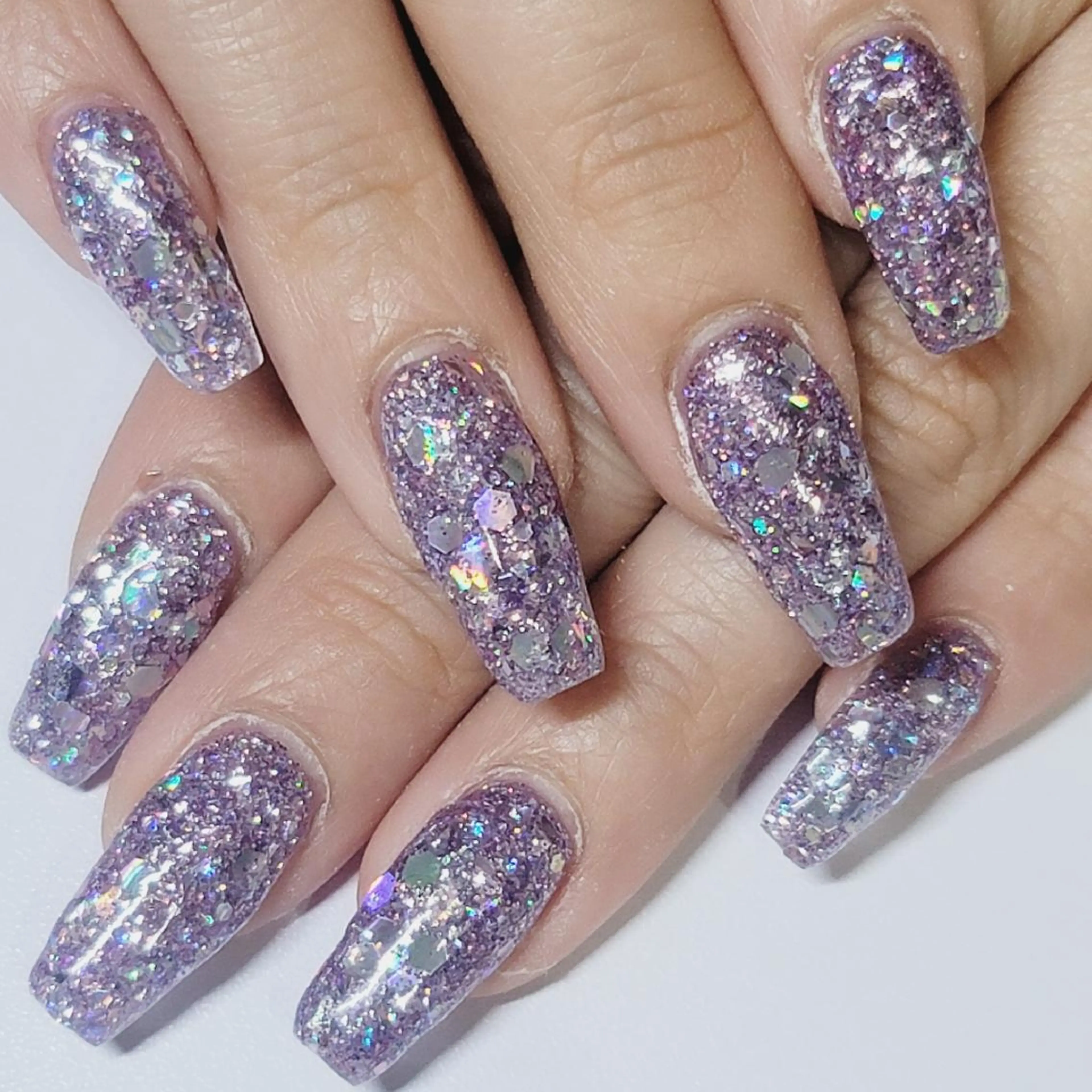 ネイル ホログラムネイル ラメ(グリッター) ワンカラーネイル パープル ハンドネイル よしだ ひろきのネイルデザイン