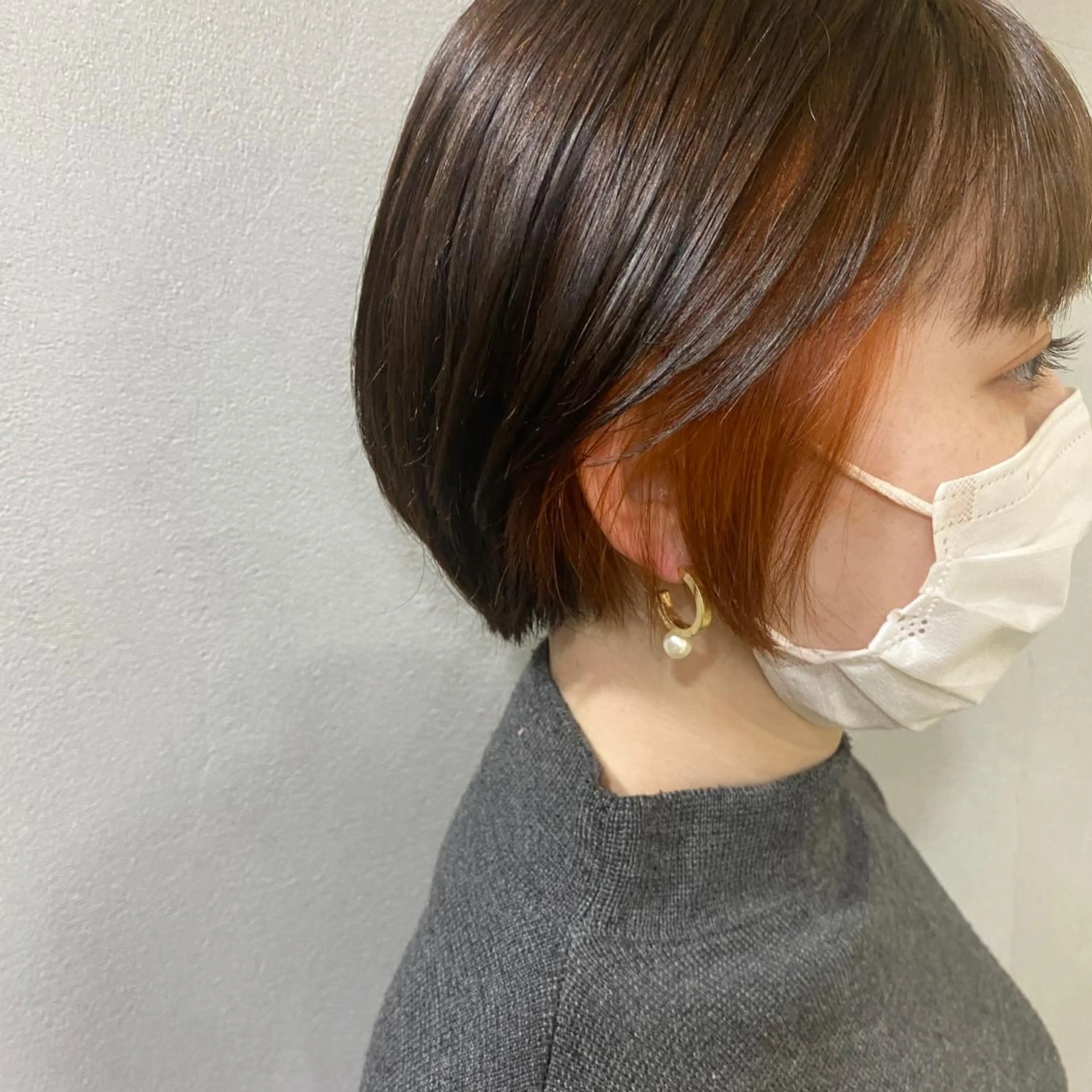 ショート カラー オレンジ ボブ 舟橋 りんかのヘアスタイル