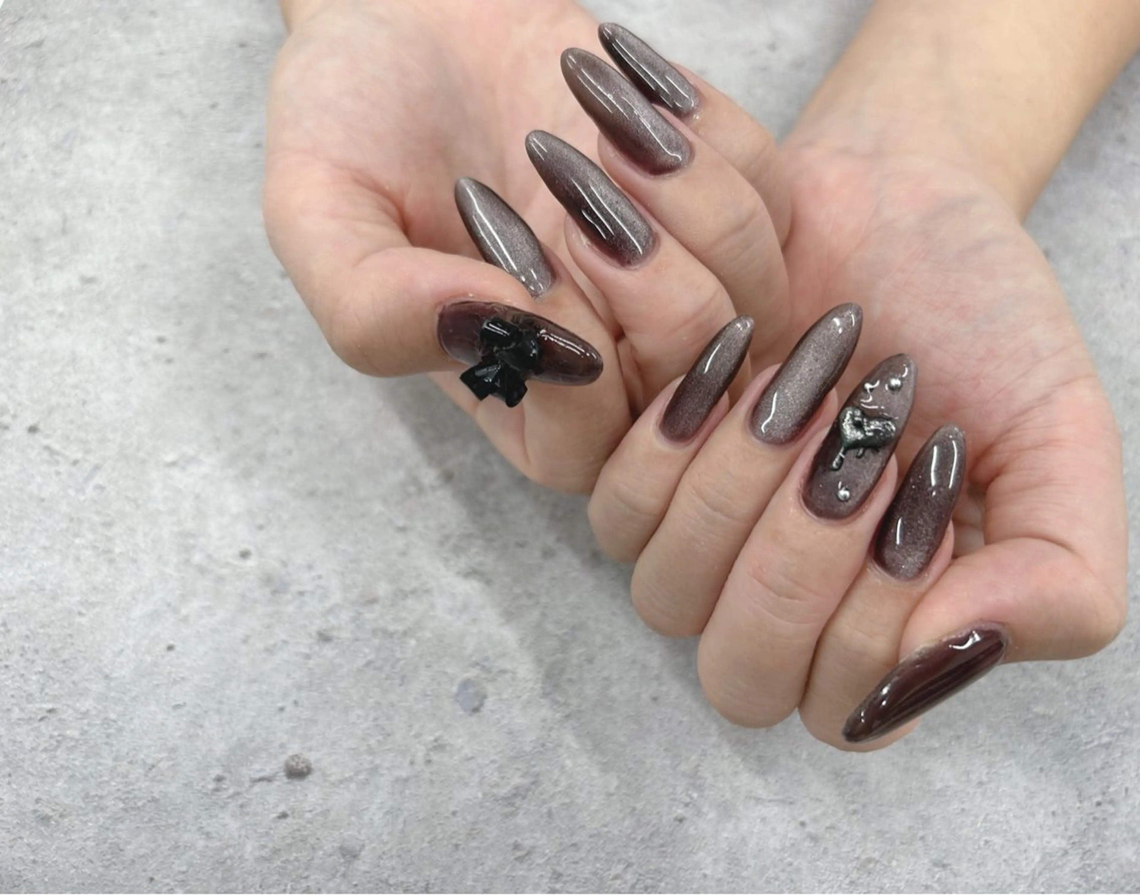 ネイル ブラウン マグネットネイル ハンドネイル Nail Salon agré所属・agré ネイルサロン　アグレのネイルデザイン