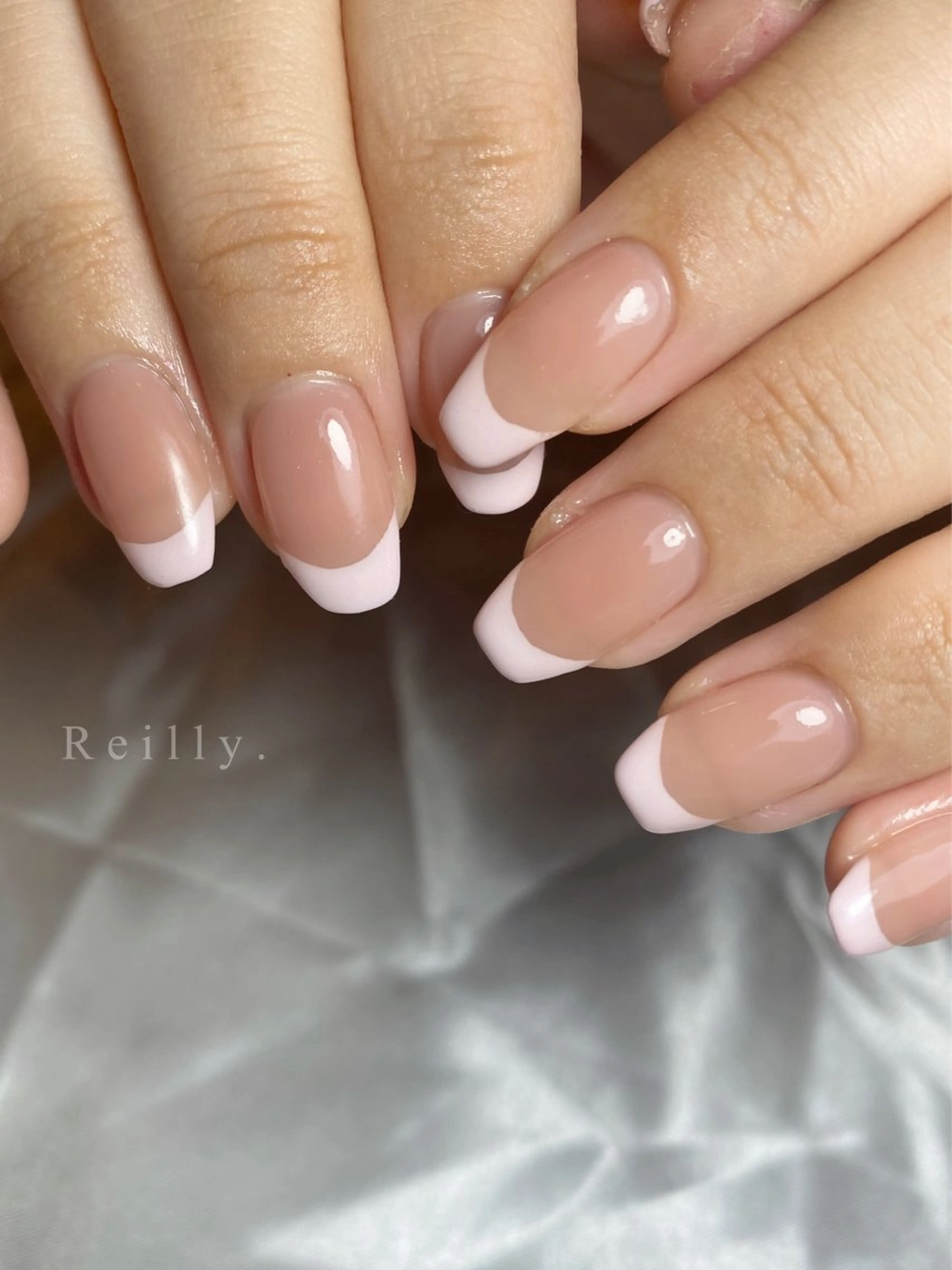 ネイル フラッシュネイル フレンチネイル ジェルネイル グラデーション ラメ(グリッター) REILLY.　private nail salon所属・Marina 《REILLY.》のネイルデザイン